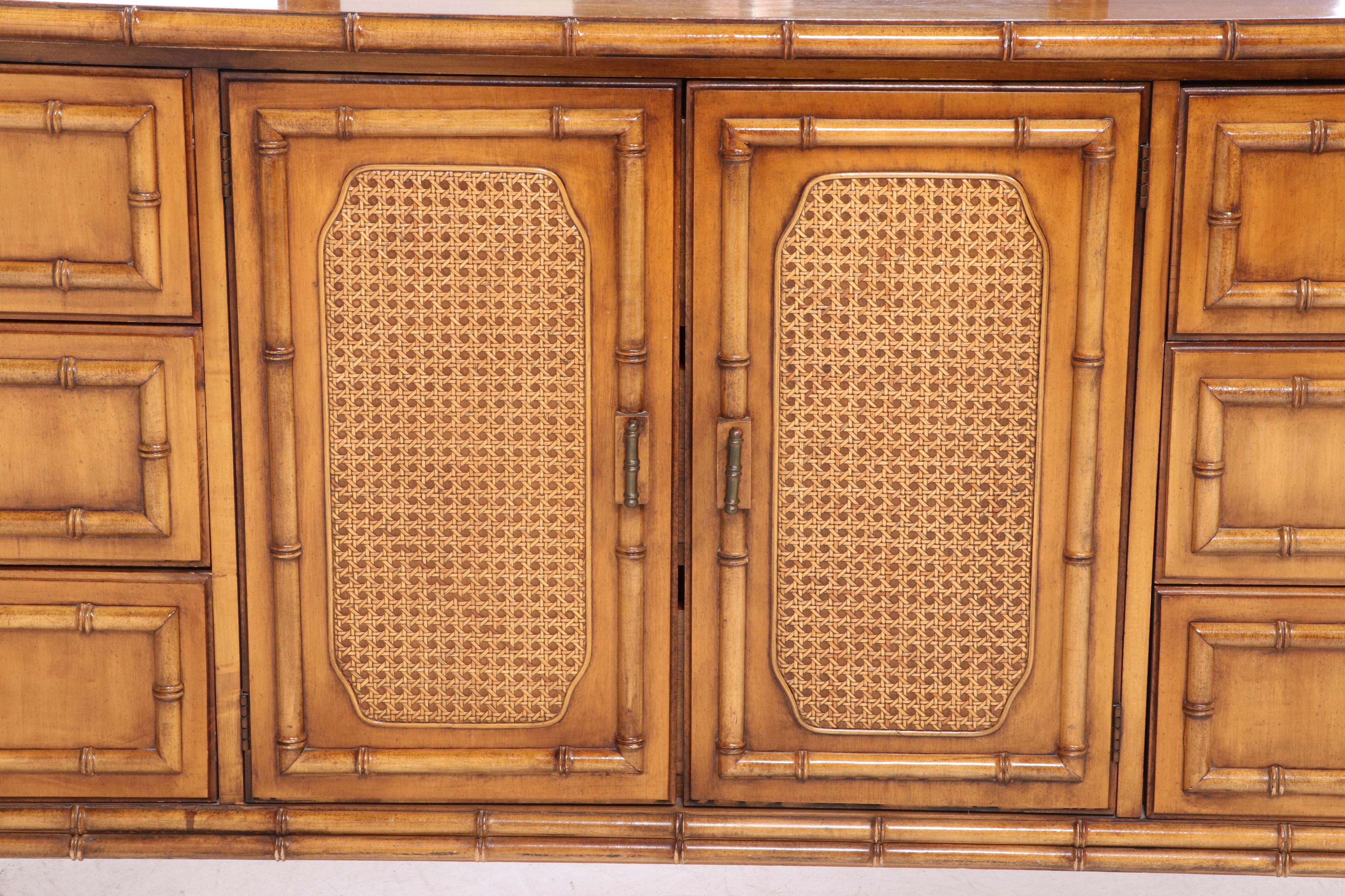 Dixie "Tahiti Collection" Faux Bamboo Dresser and Mirror