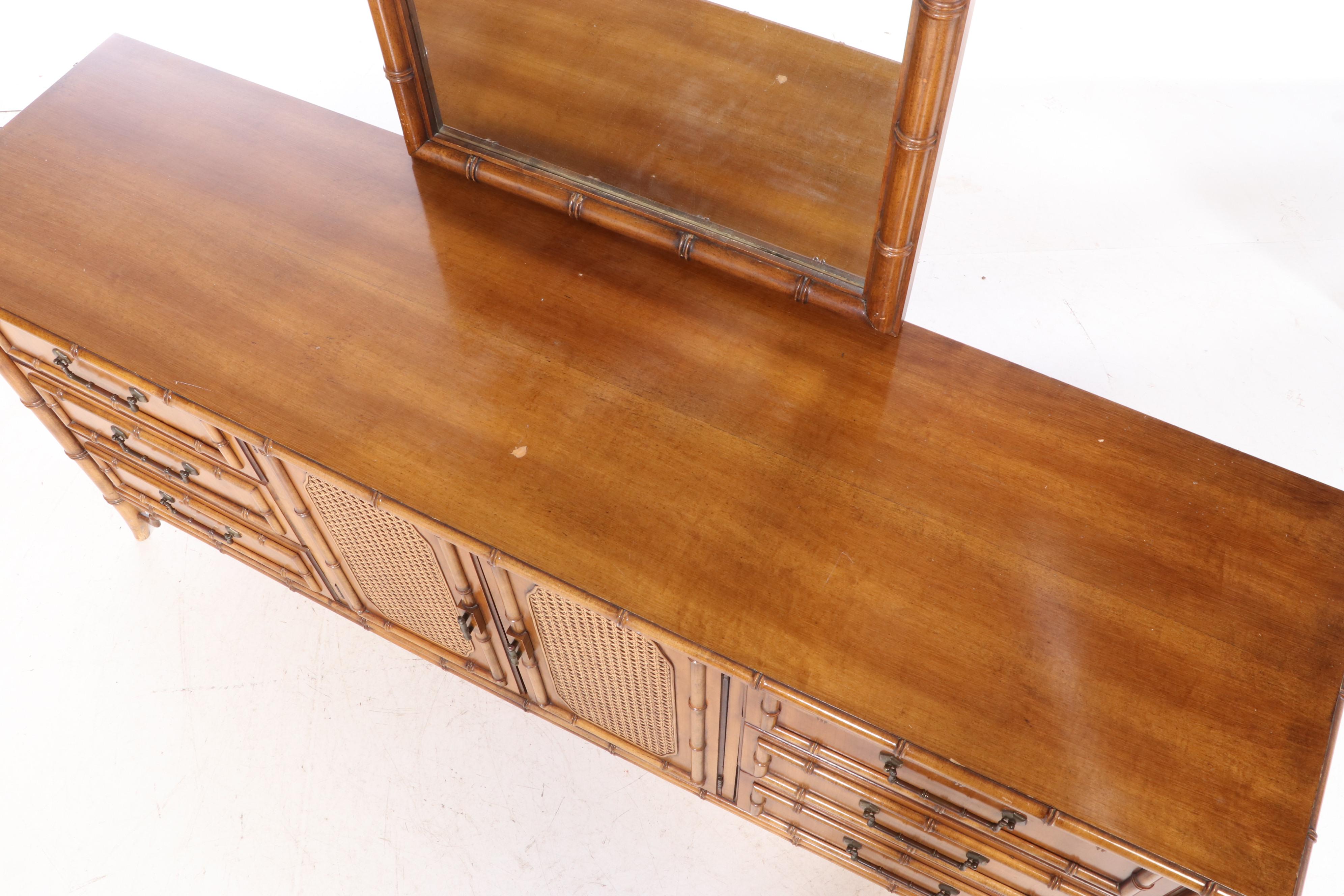Dixie "Tahiti Collection" Faux Bamboo Dresser and Mirror
