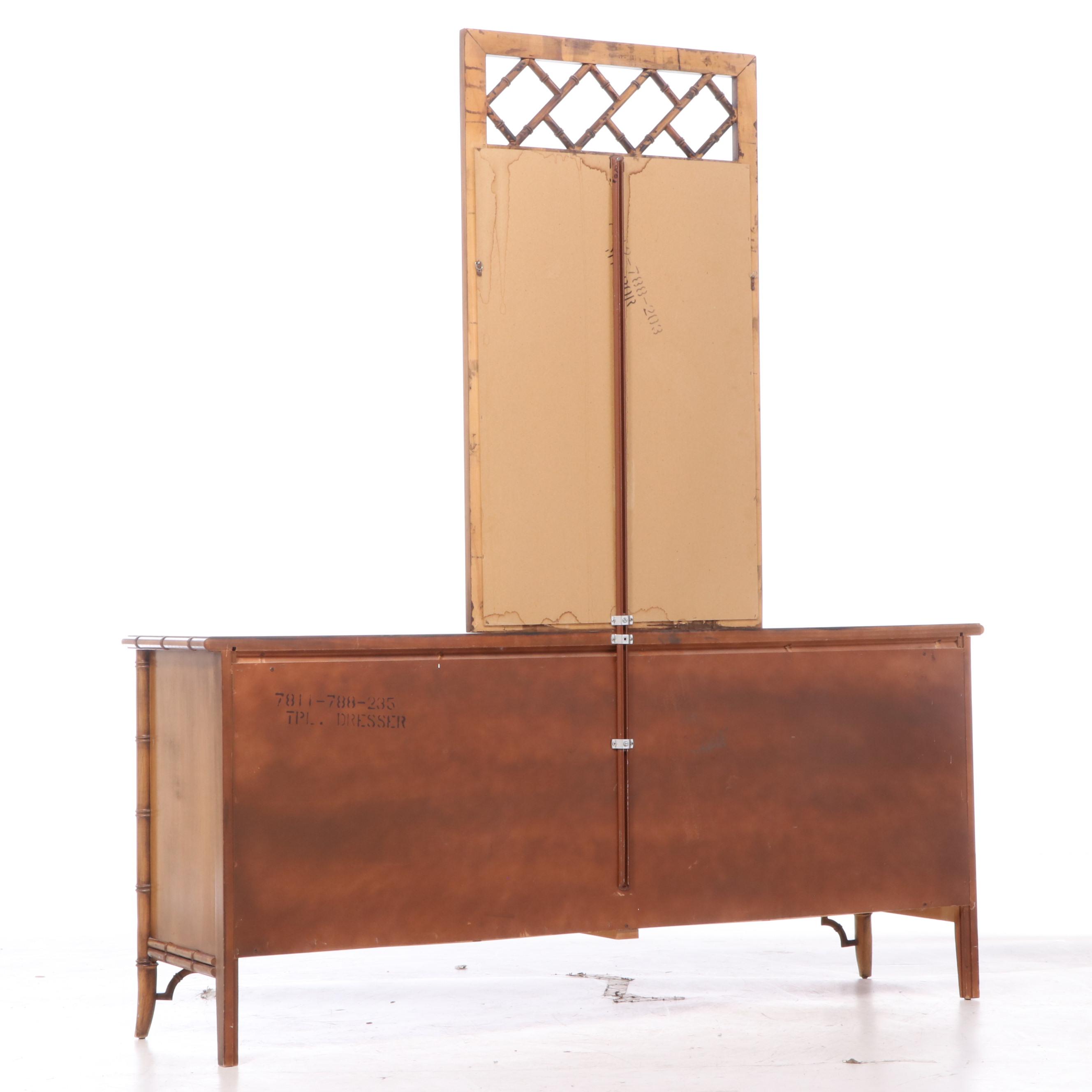 Dixie "Tahiti Collection" Faux Bamboo Dresser and Mirror