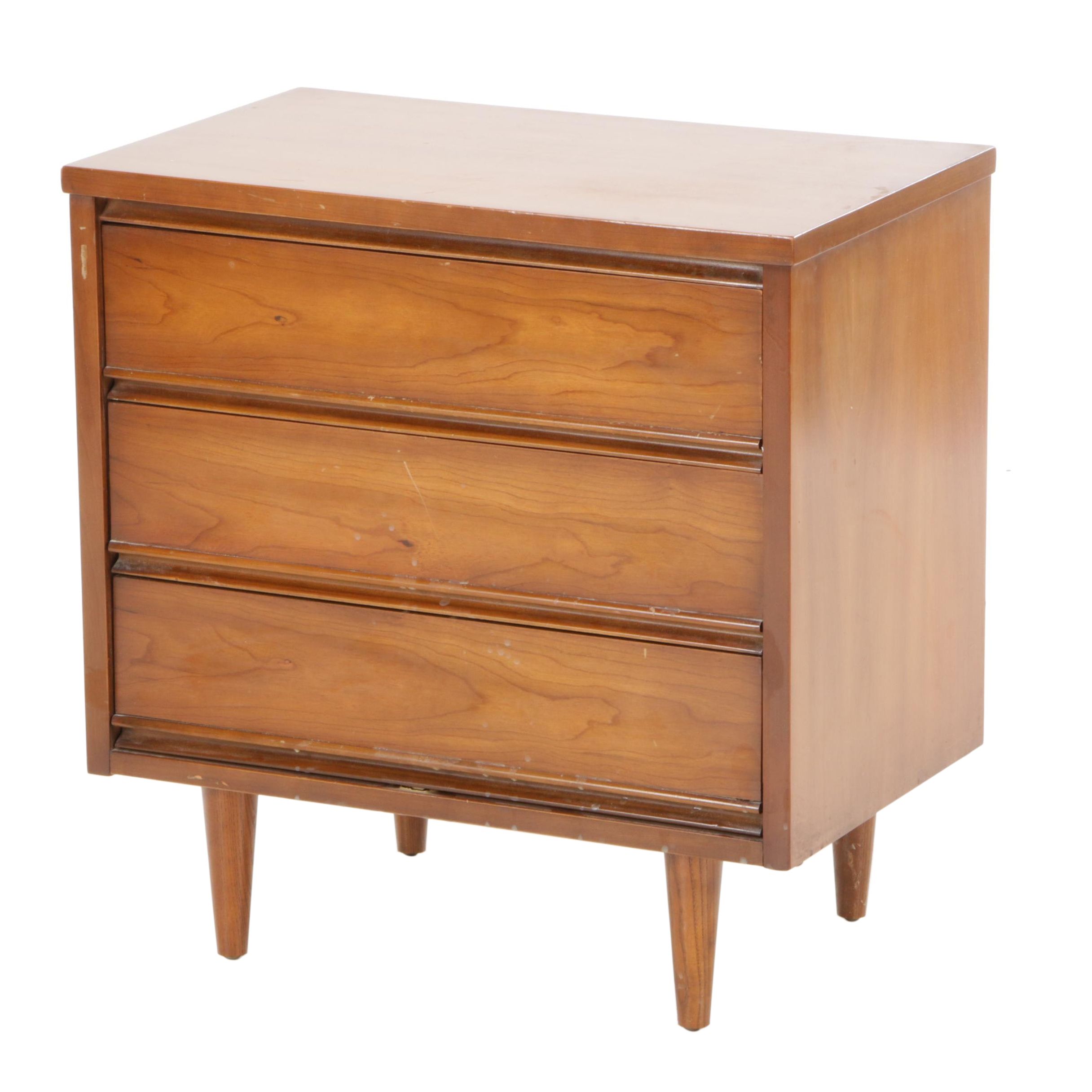 Dixie Furniture Mid Century Modern Three-Drawer Nightstand