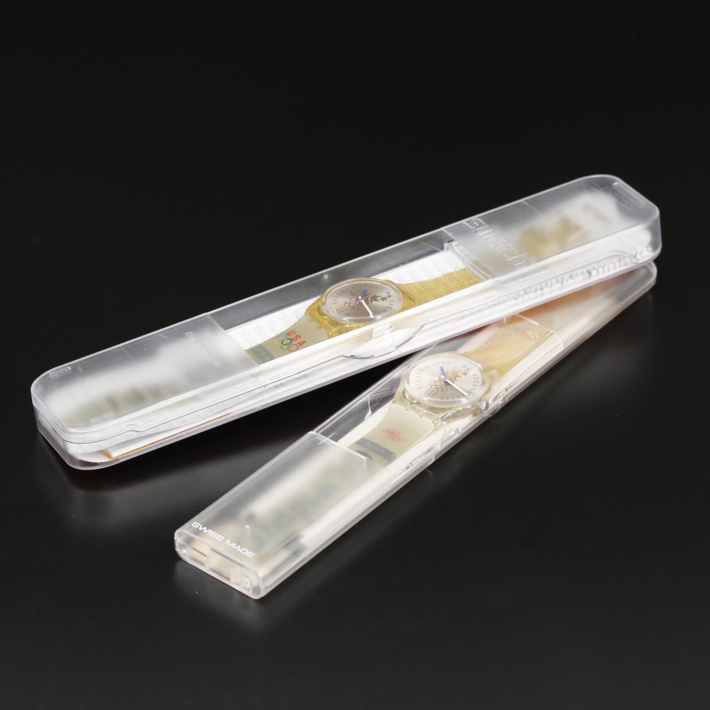 Pair of 1996 Swatch USA and Swiss Olympic Team Quartz Watches