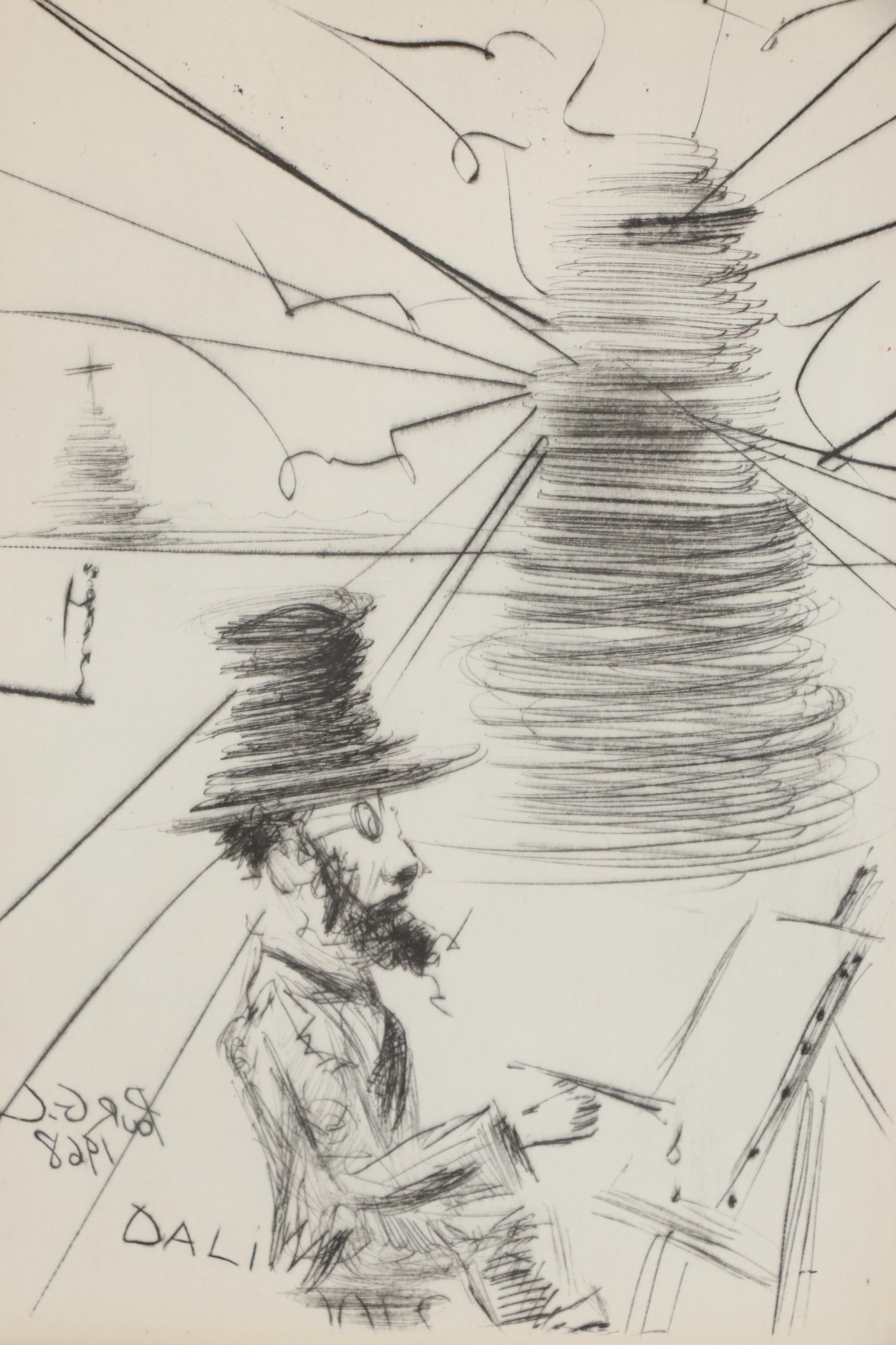 Salvador Dalí Restrike Etching "Toulouse-Lautrec"