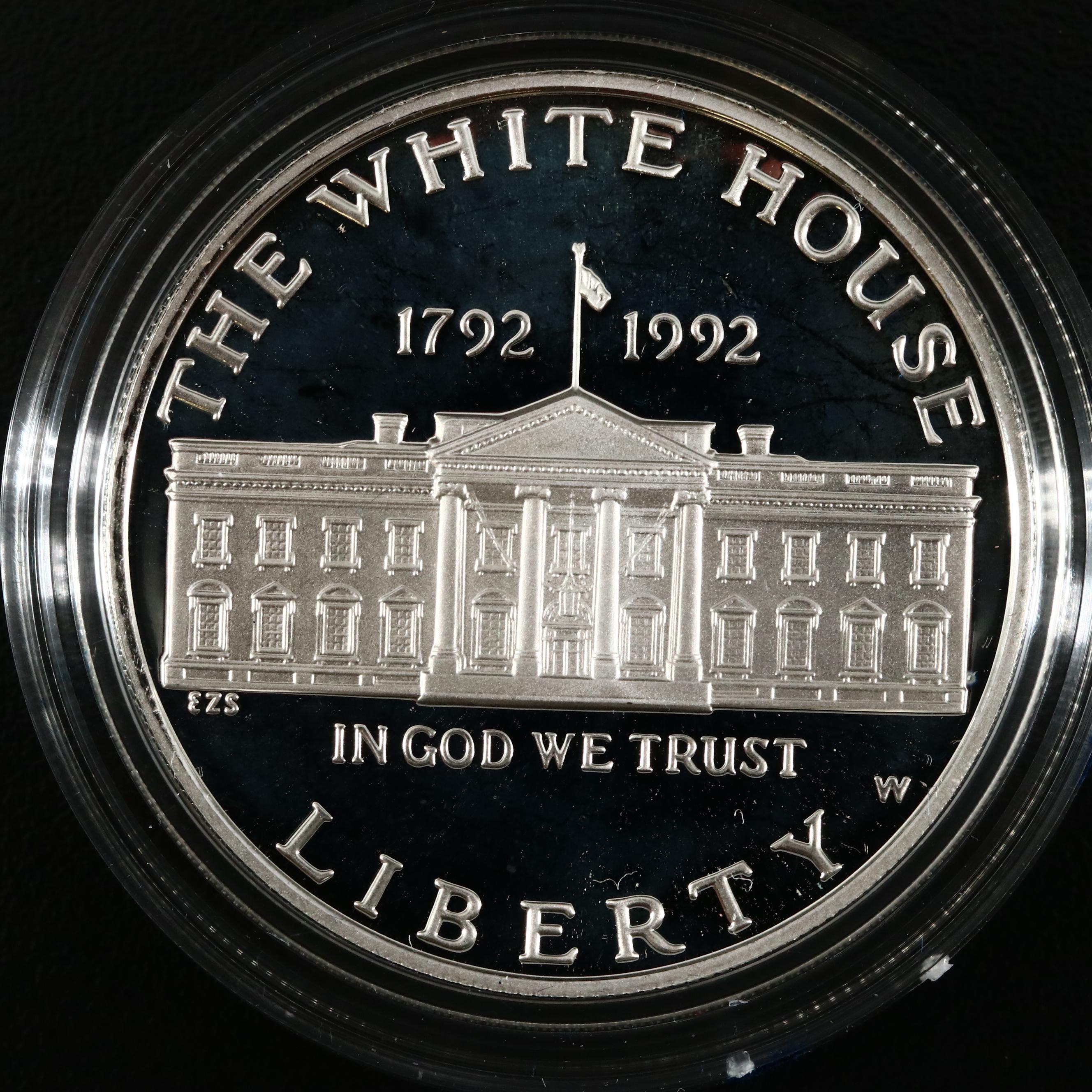 Four Modern U.S. Commemorative Proof Silver Dollars and One Proof Half Dollar