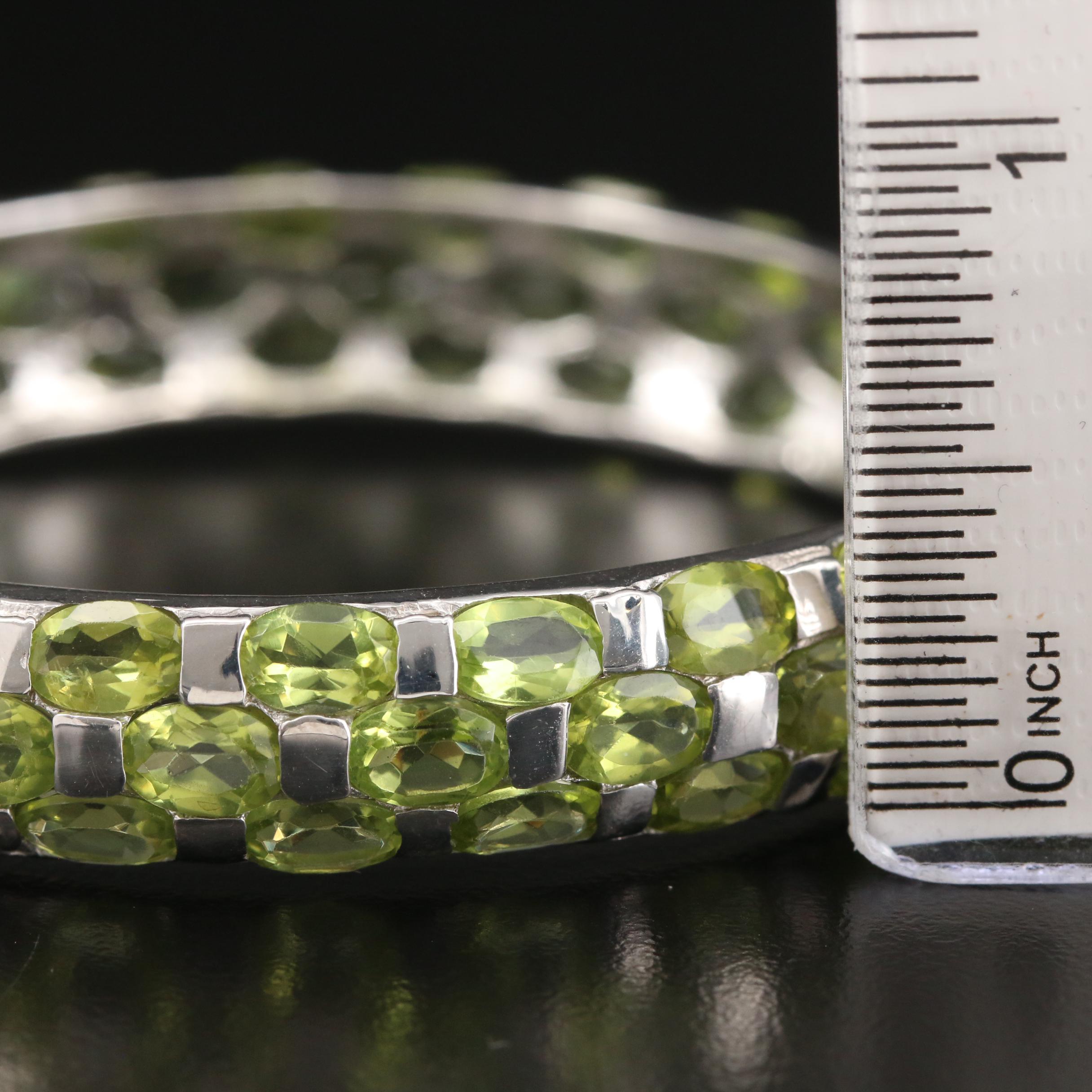 Sterling Silver Peridot Hinged Bangle Bracelet