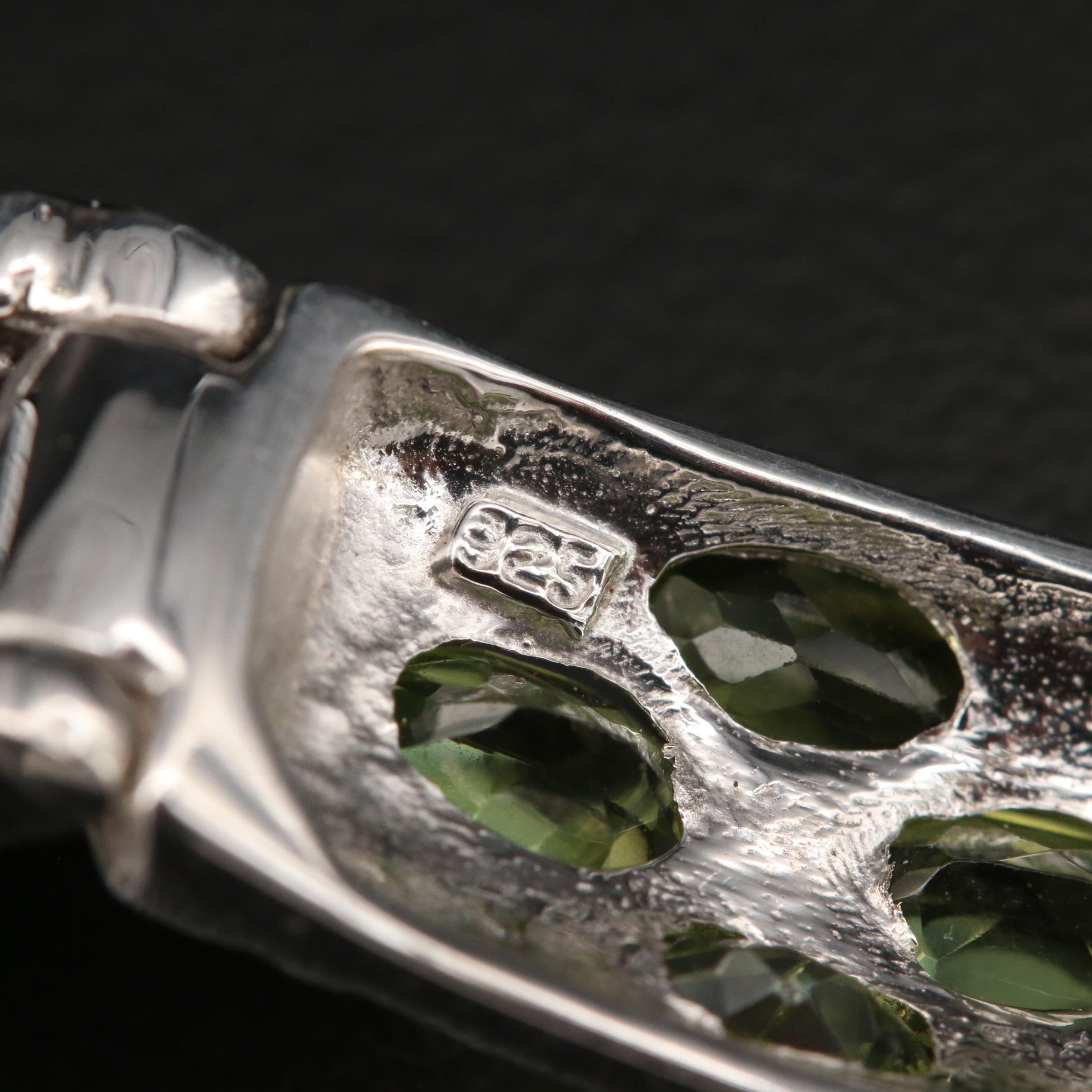 Sterling Silver Peridot Hinged Bangle Bracelet