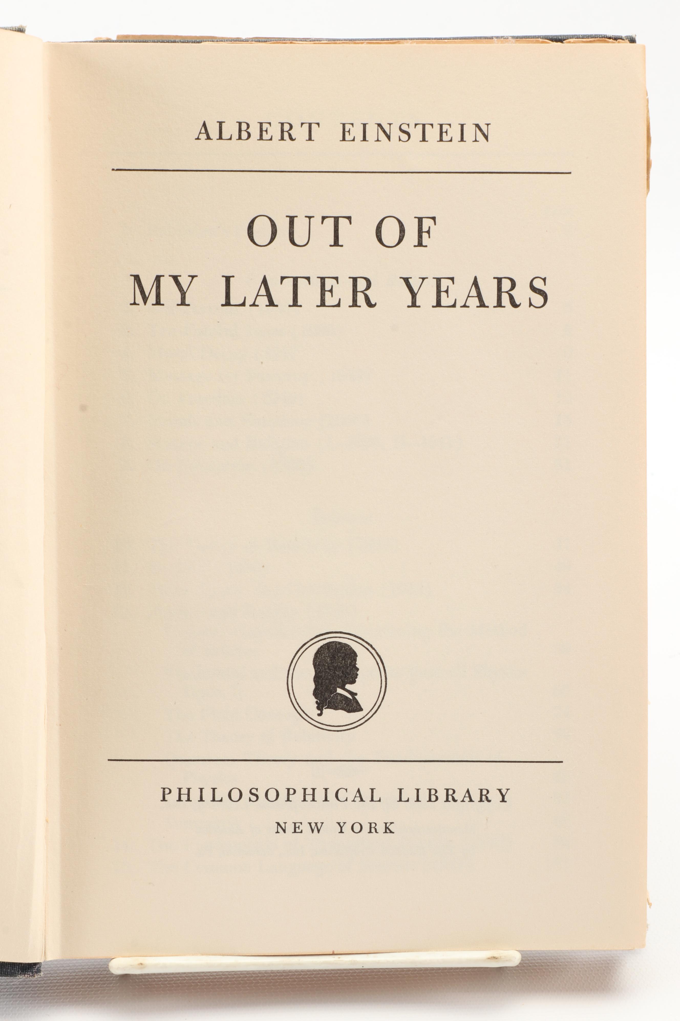 1950 First Edition "Out of My Later Years" by Albert Einstein