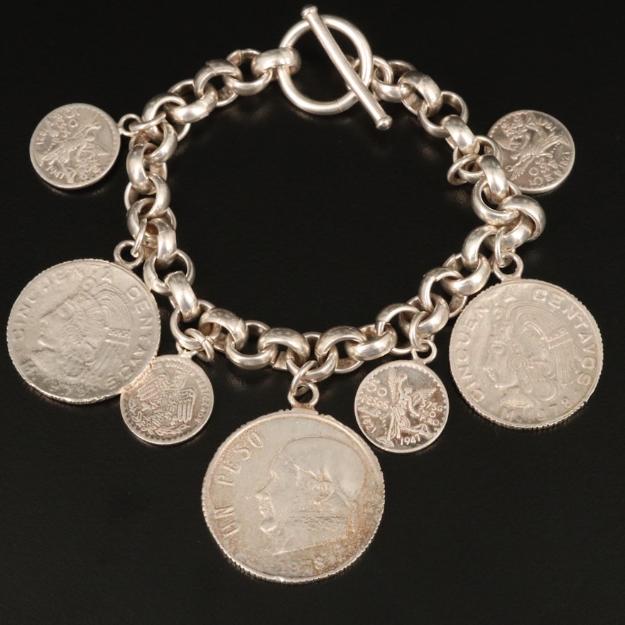 Sterling Silver Bracelet with Replica Coins