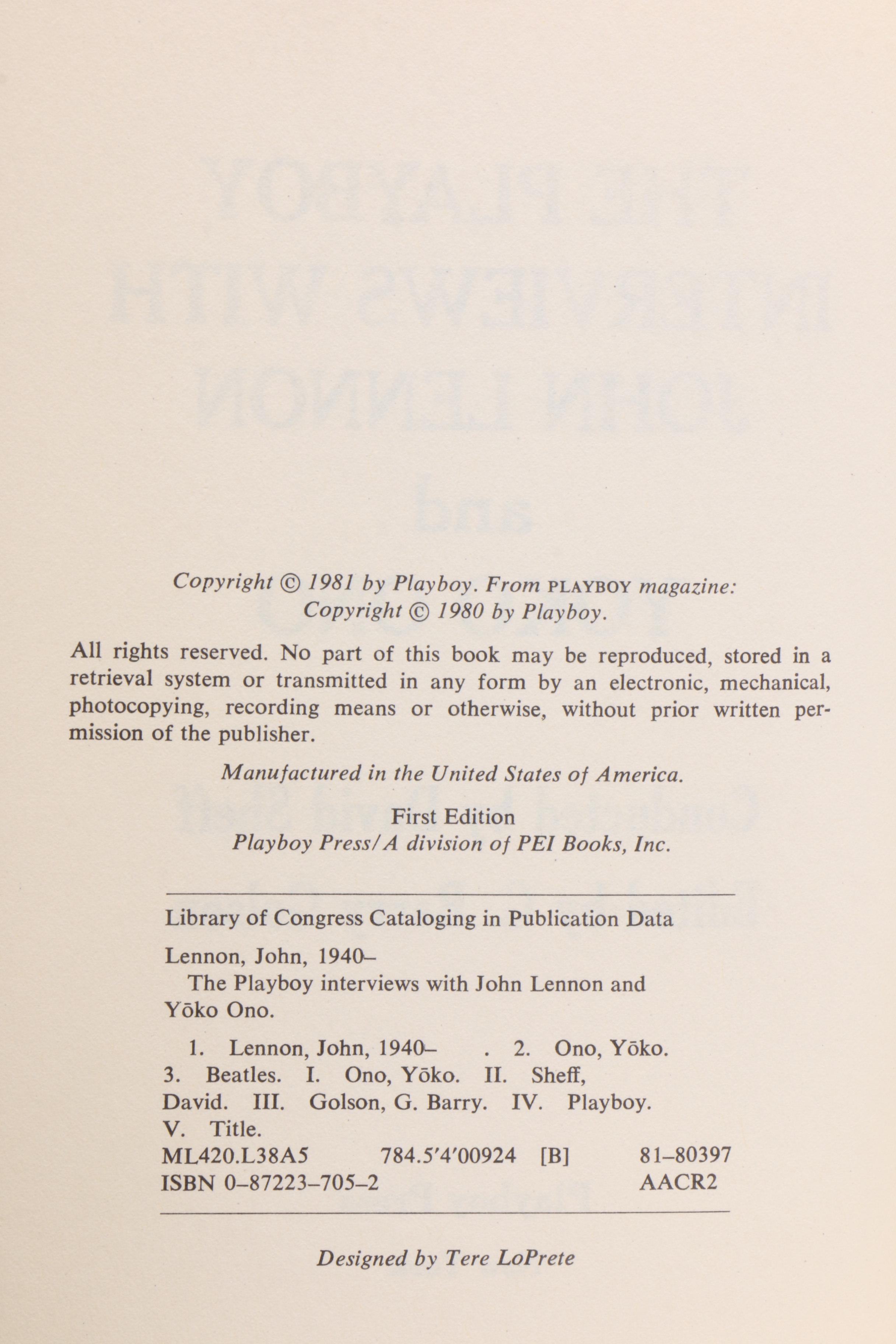 John Lennon Books Including First Edition "The Playboy Interviews" and Others
