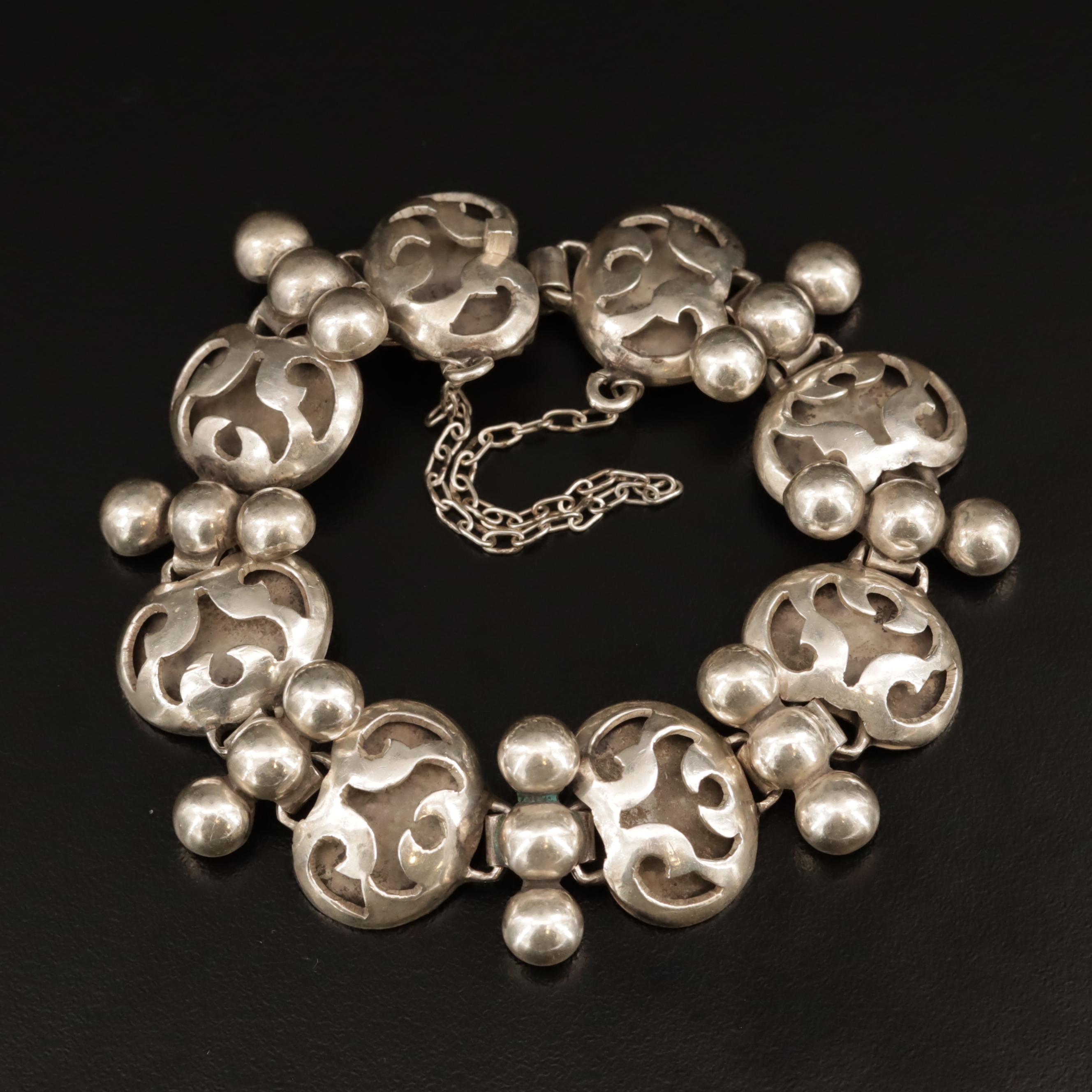 Mexican Ana María Nuñez de Brilanti Sterling  Overlay Bracelet and Earrings