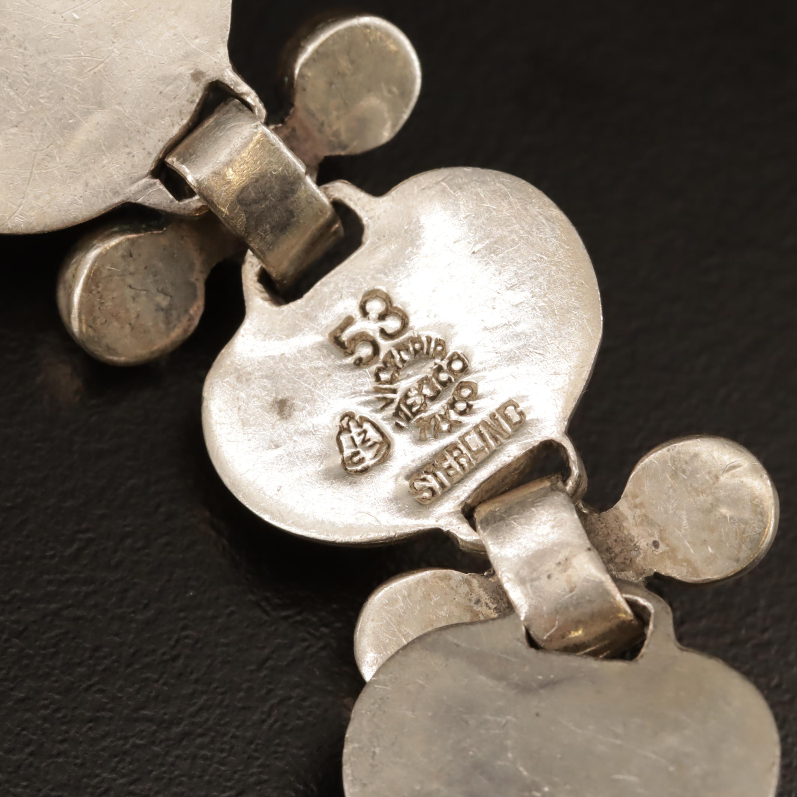 Mexican Ana María Nuñez de Brilanti Sterling  Overlay Bracelet and Earrings