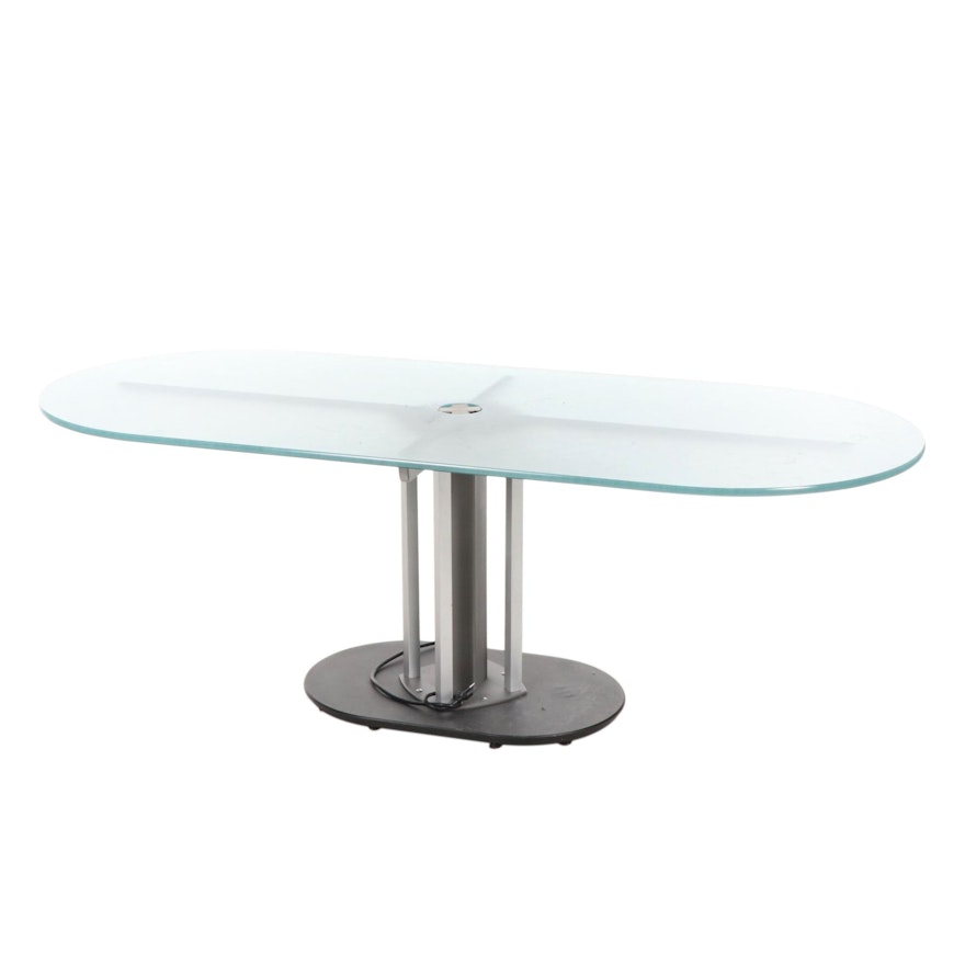 Contemporary Frosted Glass Top Dining Table, Late 20th Century
