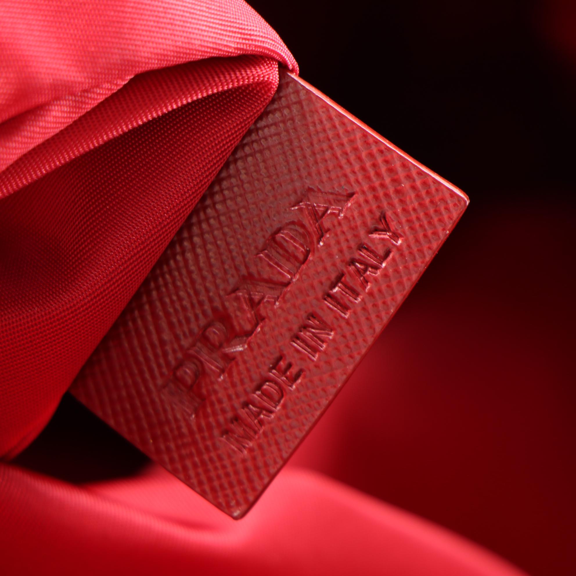 Prada Dark Green/Brown Nylon Tote with Leather Trim