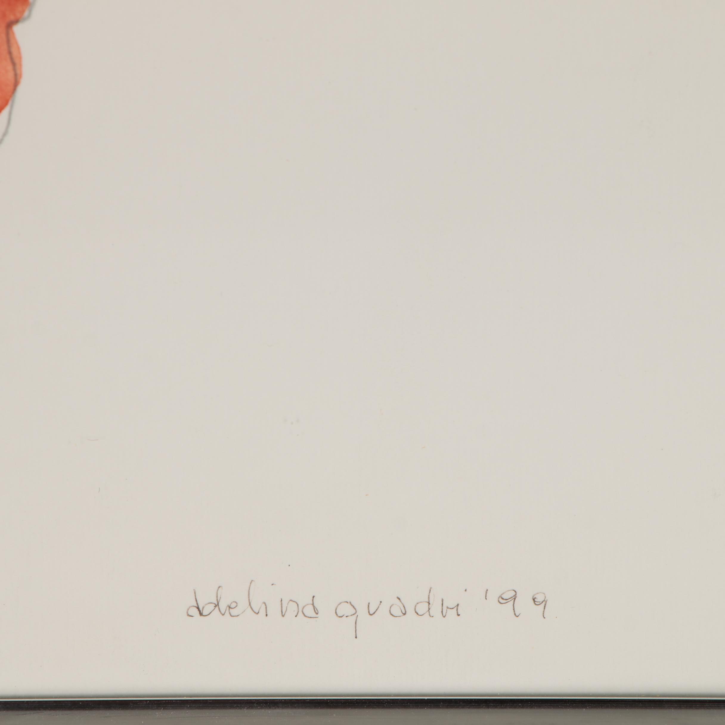 Adelina Quadri Watercolor Painting of Poppy, 1999