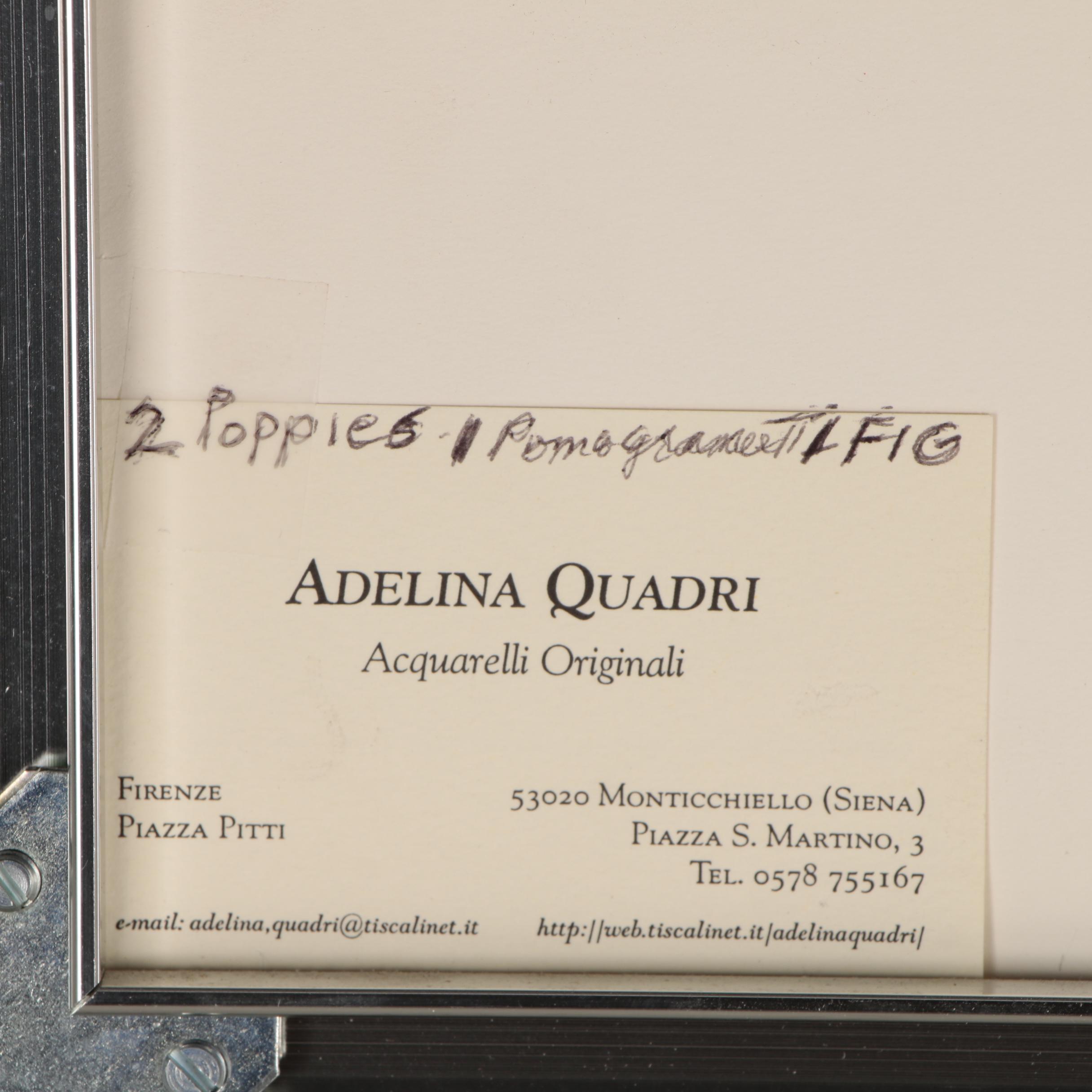 Adelina Quadri Watercolor Painting of Poppy, 1999