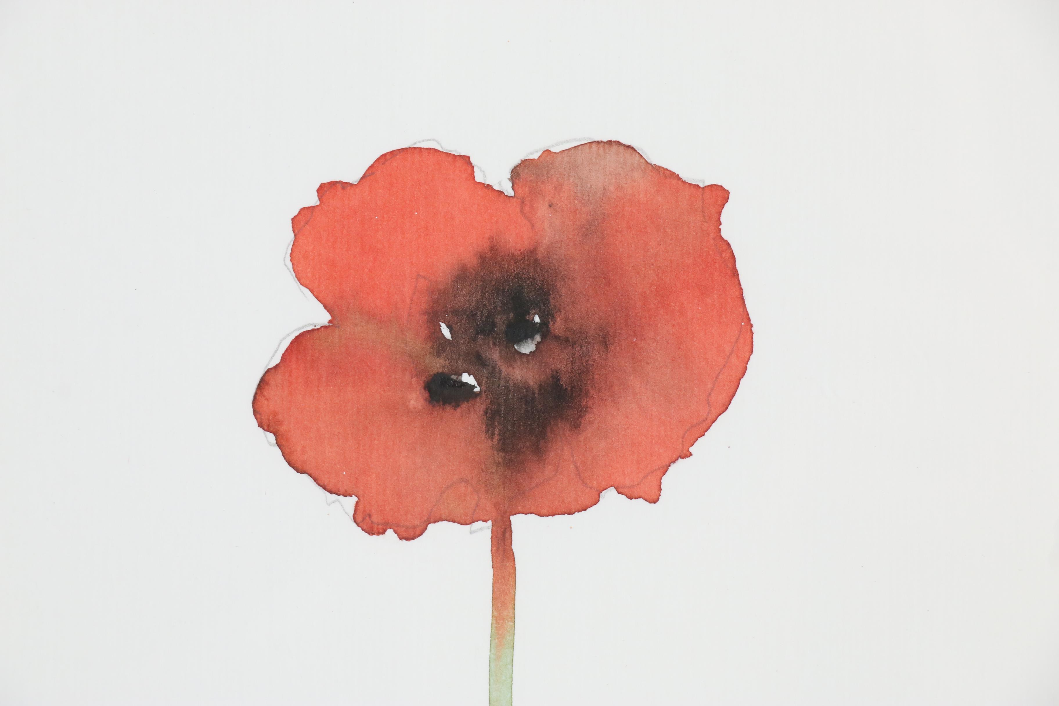Adelina Quadri Watercolor Painting of Poppy, 1999
