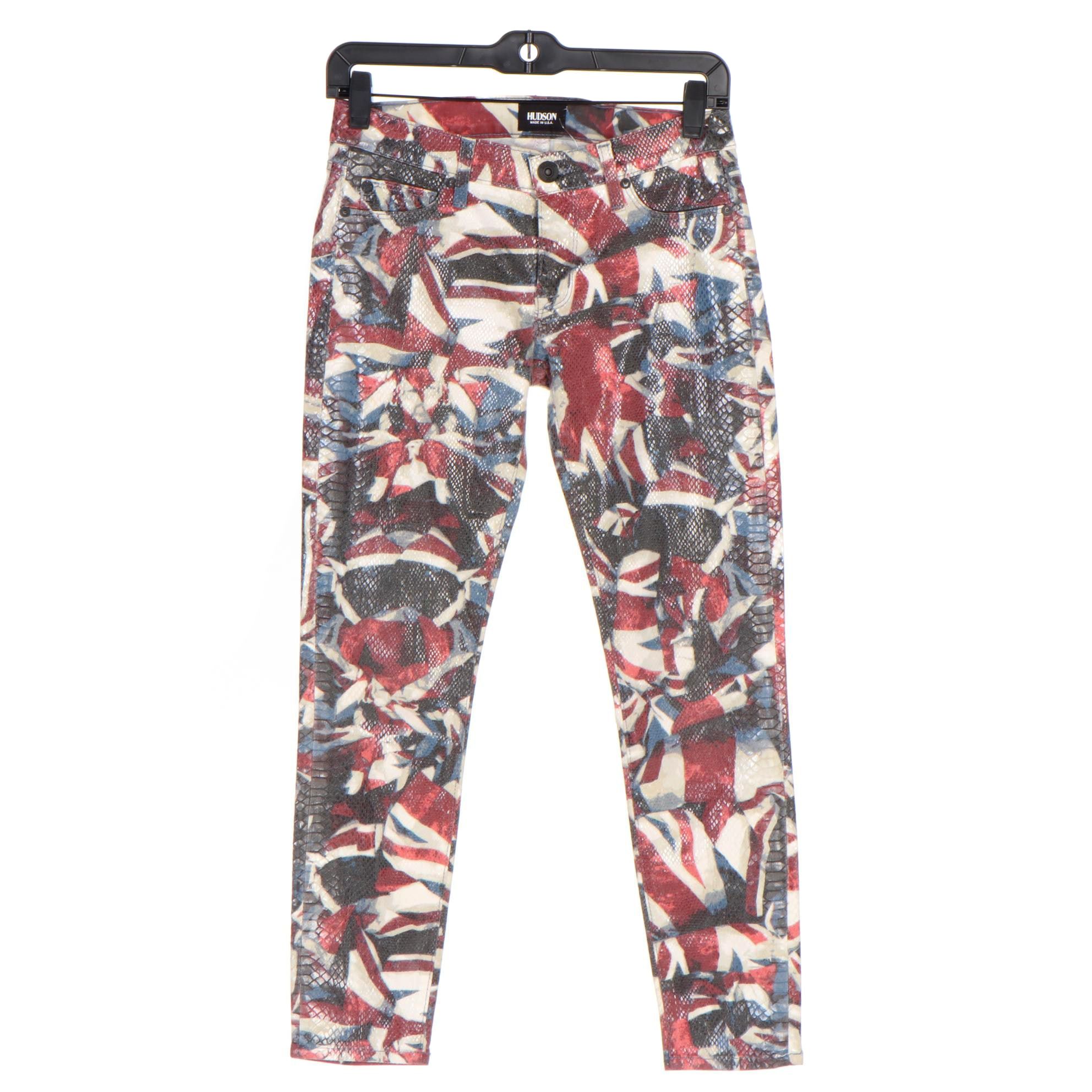 Hudson Krista Python Effect Multicolor Super Skinny Crop Jeans