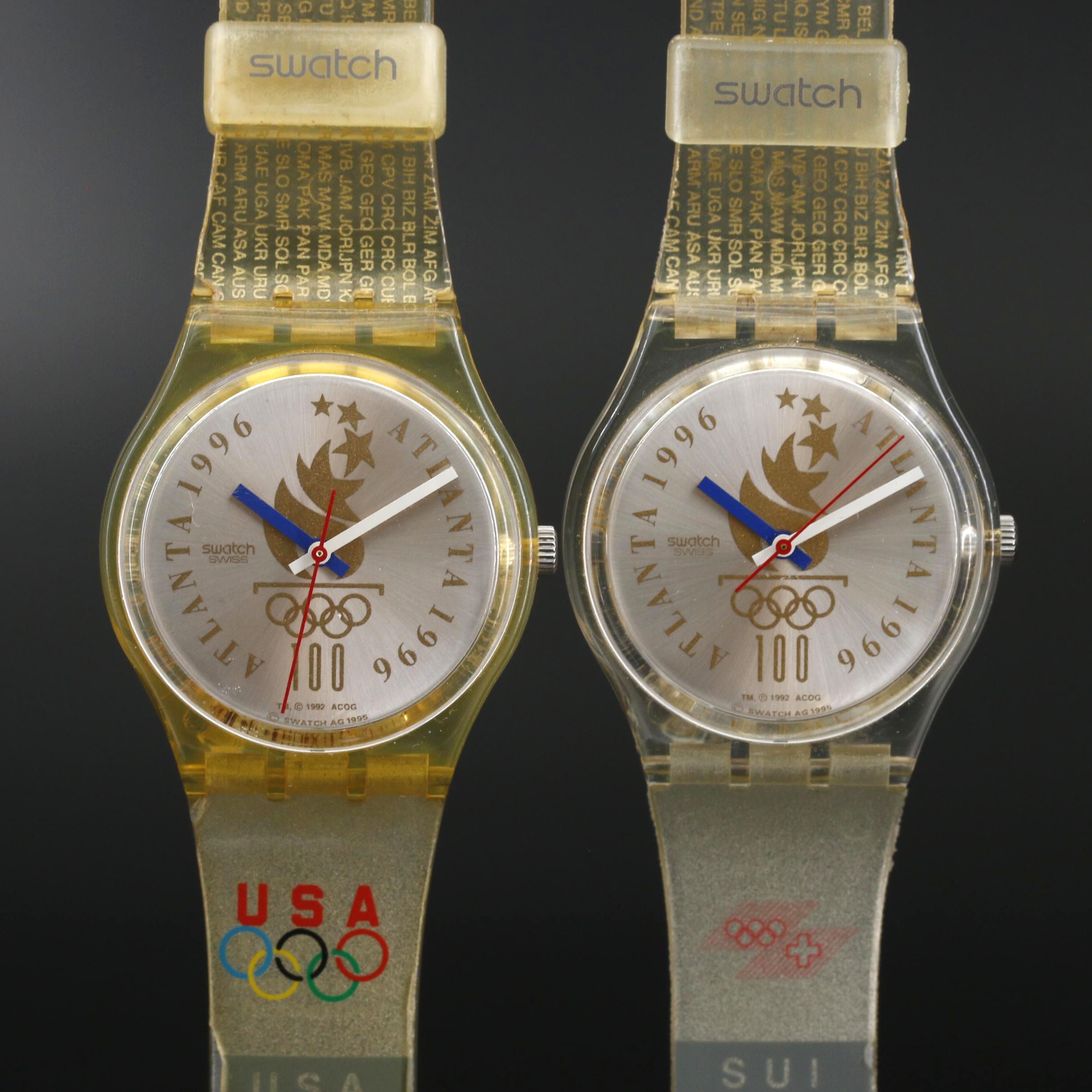 Pair of 1996 Swatch USA and Swiss Olympic Team Quartz Watches