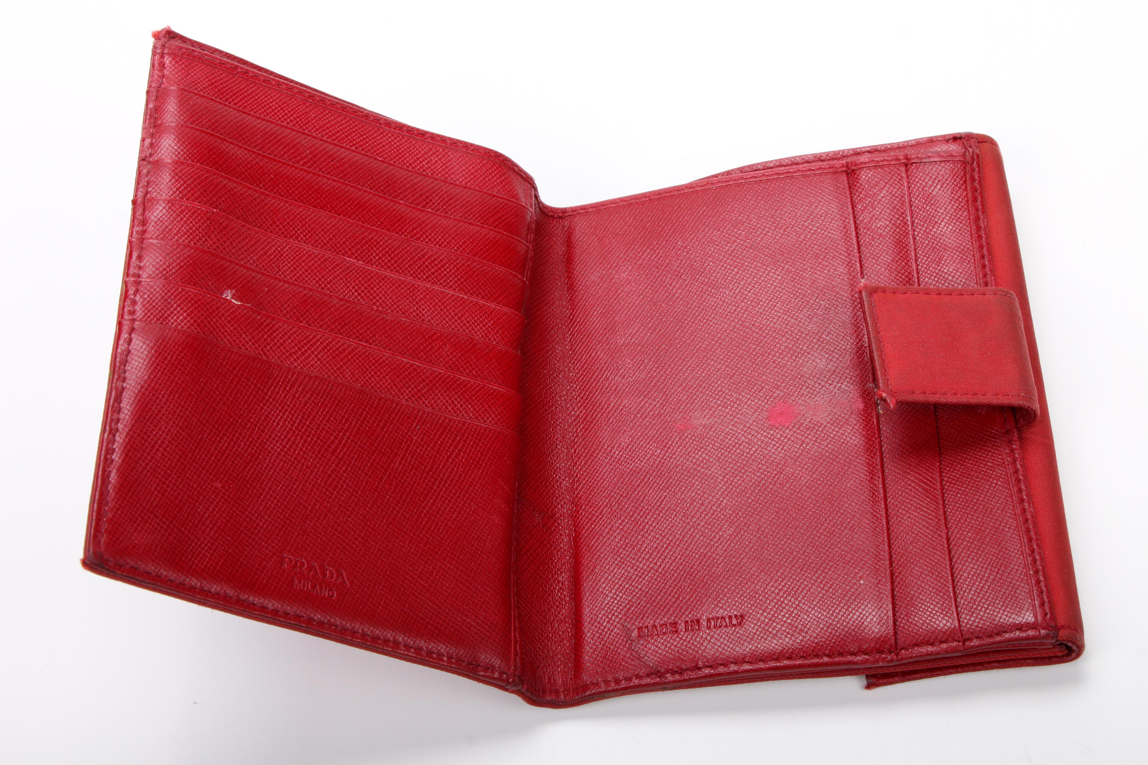 Prada Red Nylon and Leather Wallet