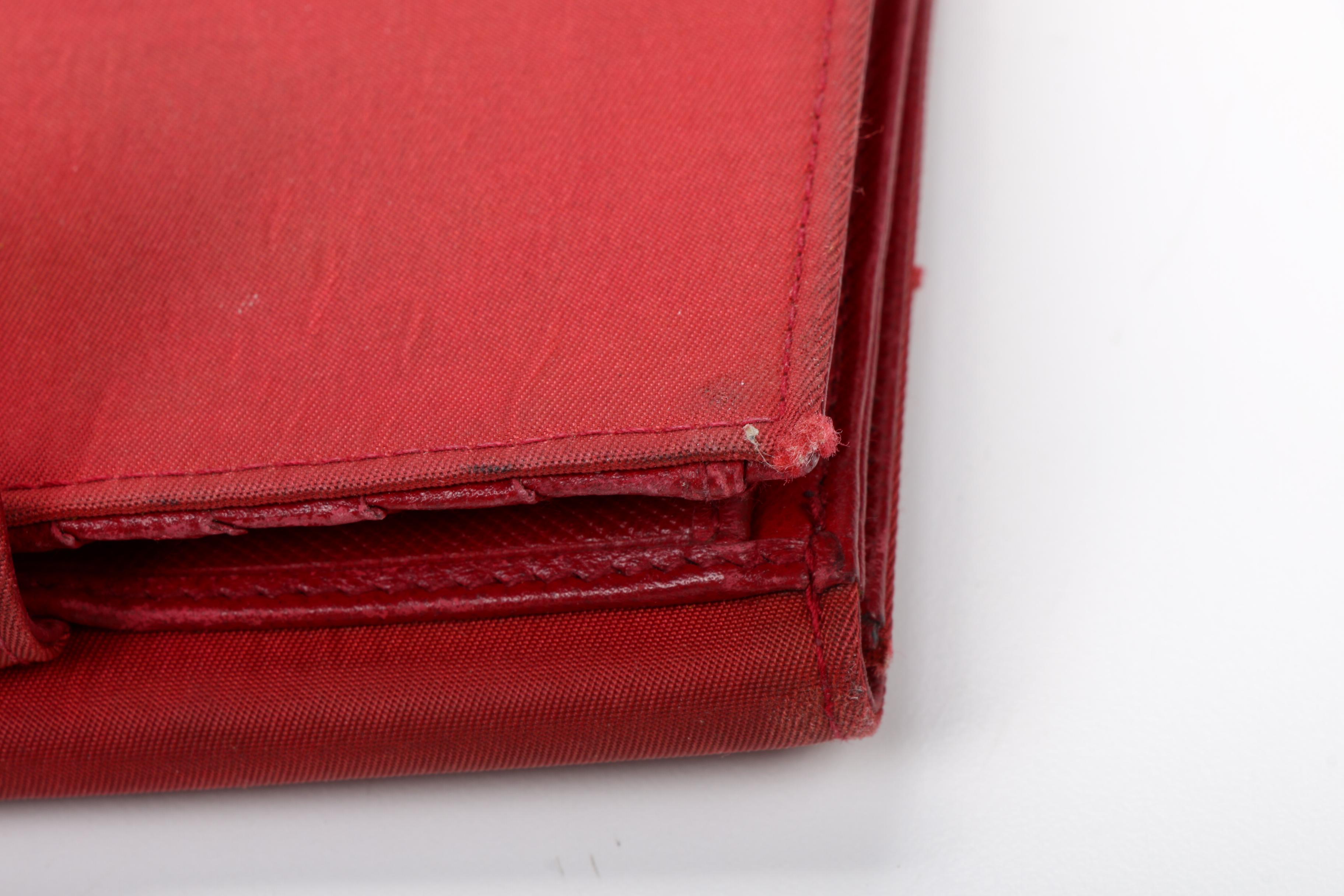 Prada Red Nylon and Leather Wallet