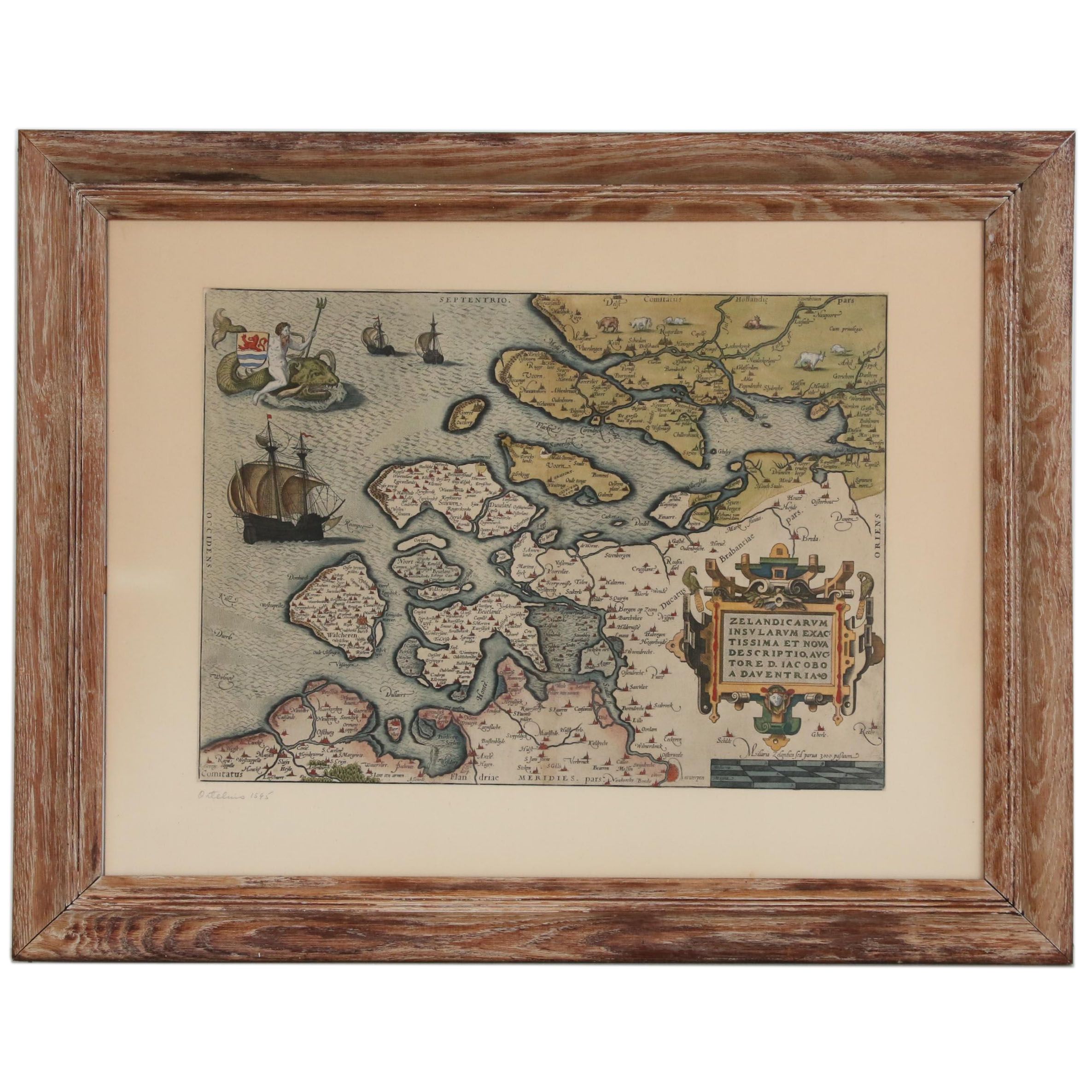 Abraham Ortelius Map of the Netherlands, Late 16th Century