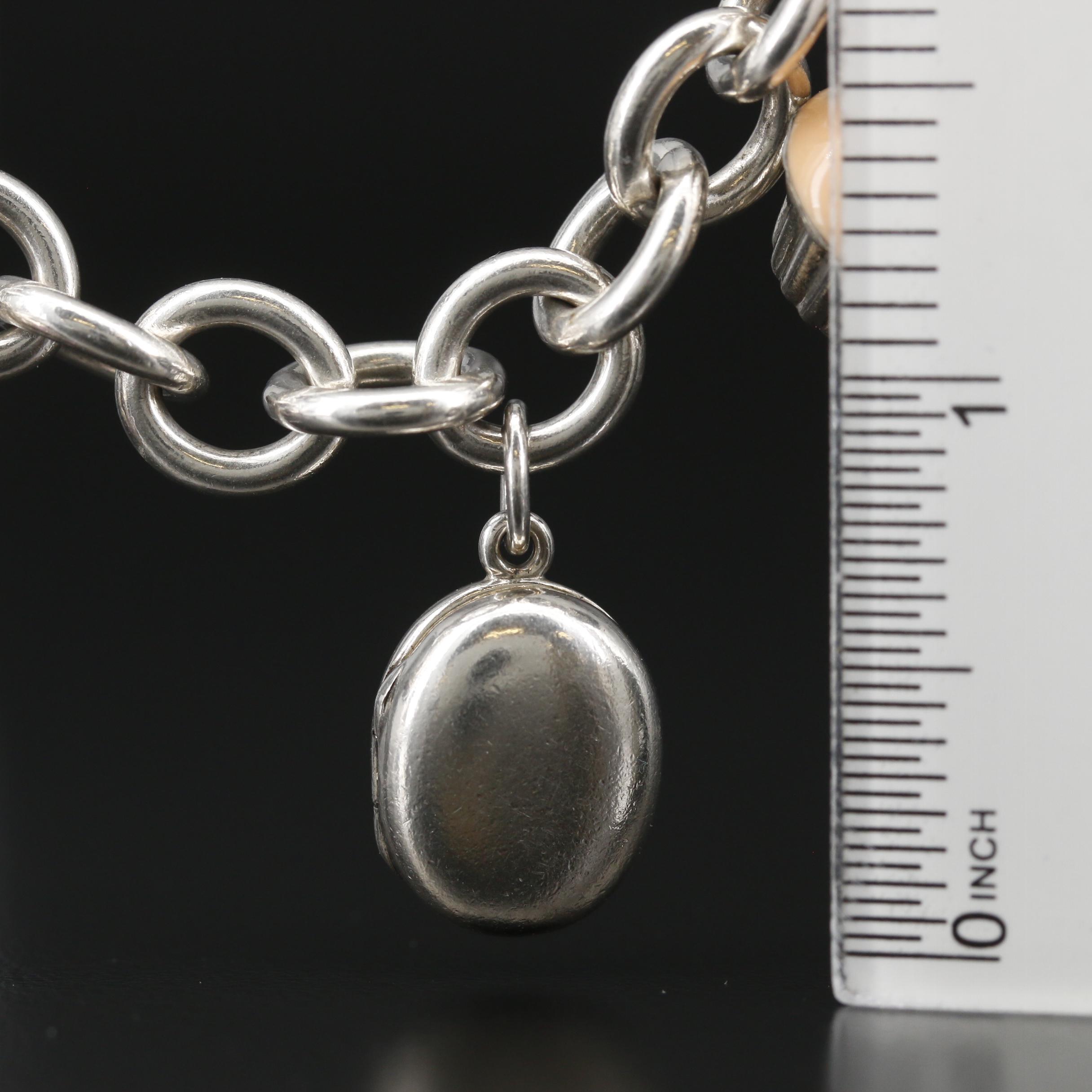 Tiffany & Co. Sterling Charm Bracelet with Cupcake, Locket and Heart Charms