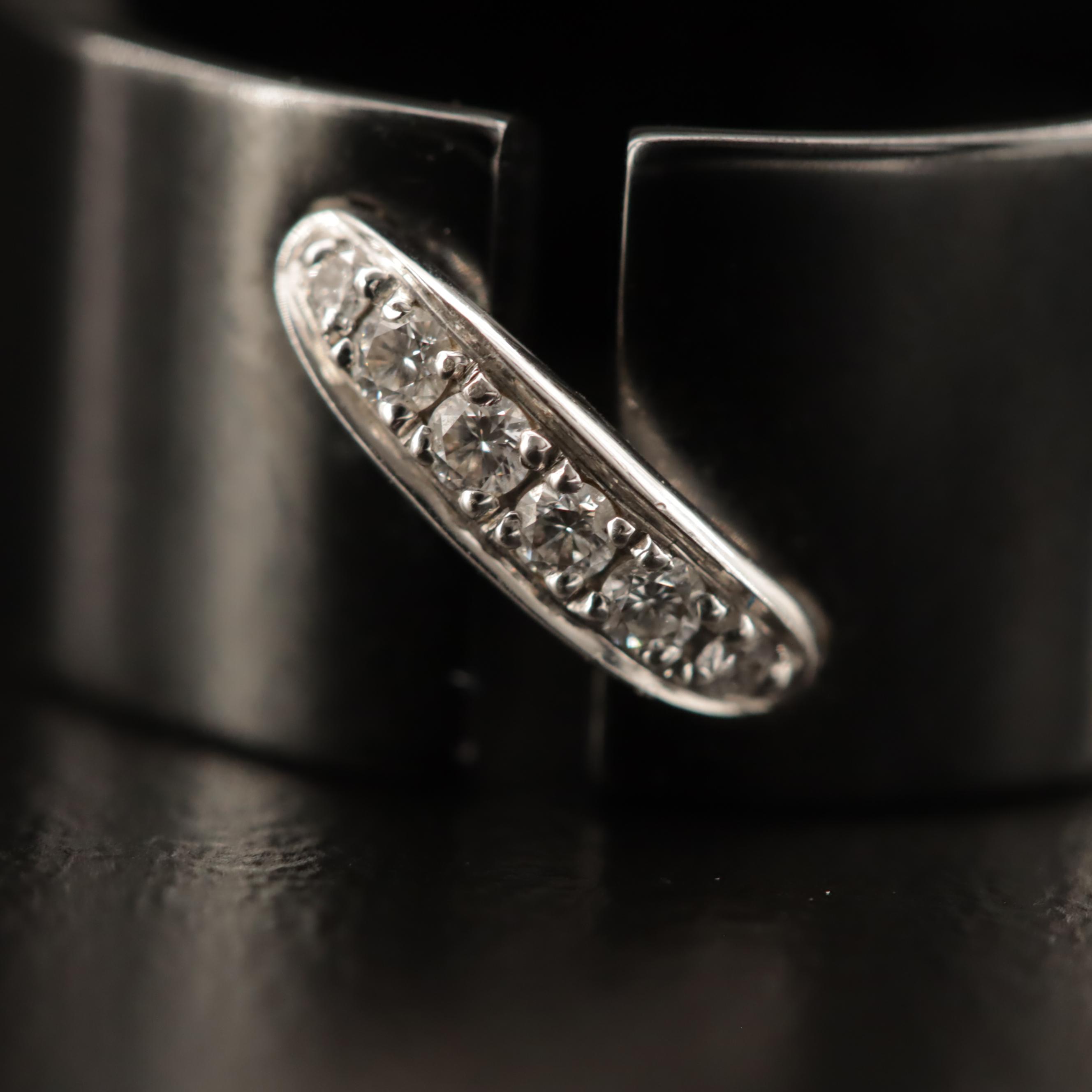 Chaumet "Liens" Black Ceramic Diamond Ring with 18K Accent
