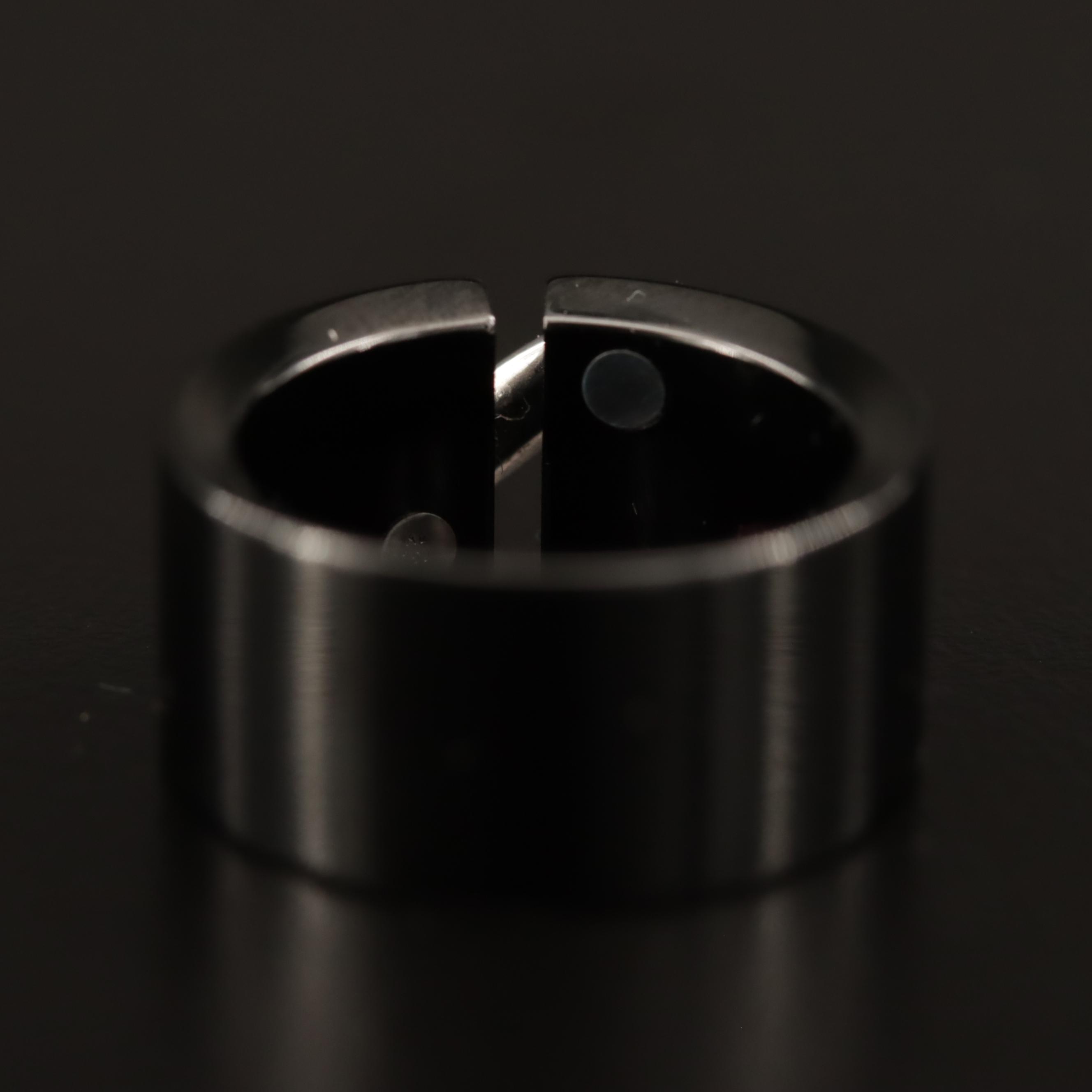 Chaumet "Liens" Black Ceramic Diamond Ring with 18K Accent