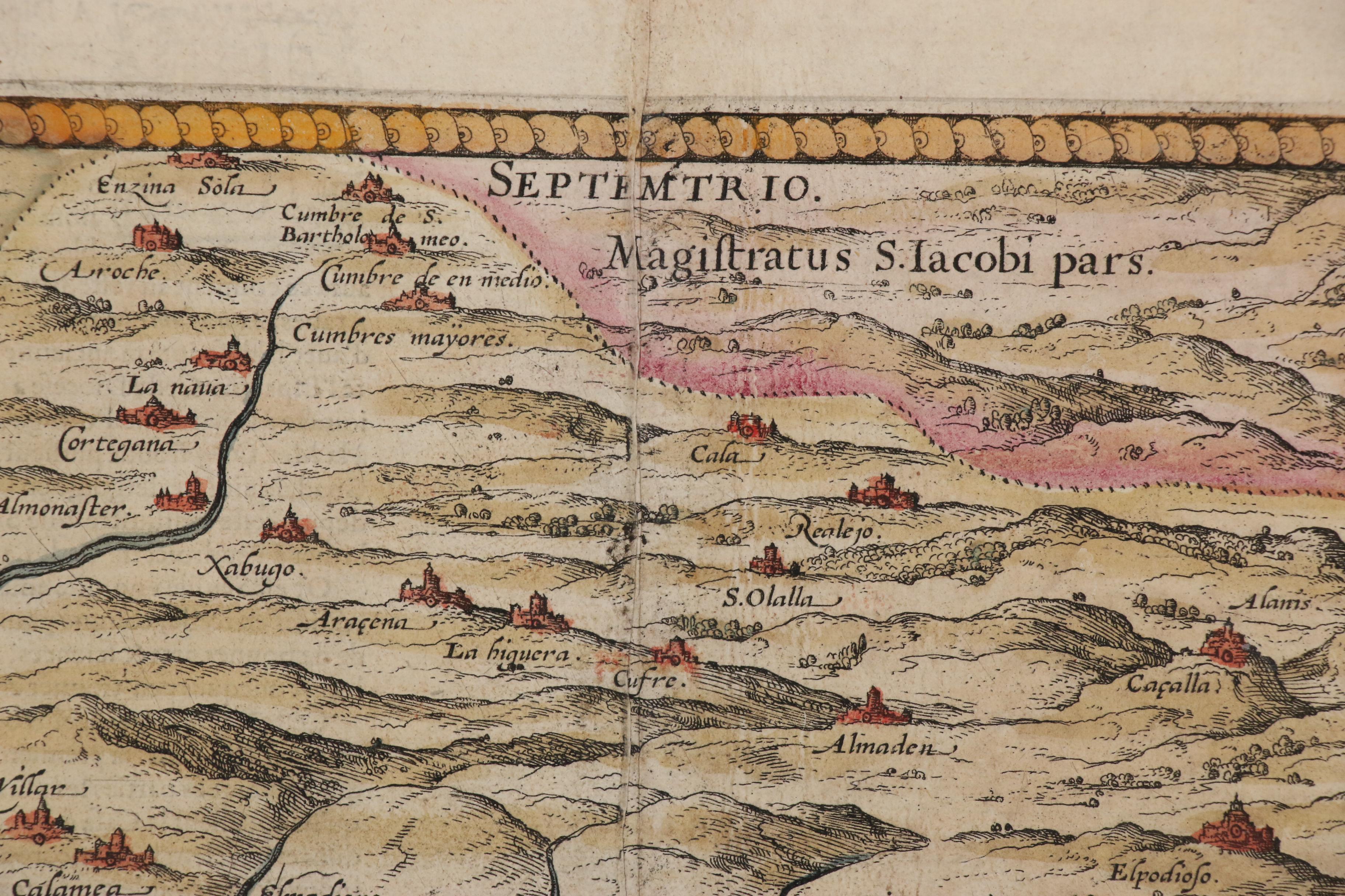Ortelius Map of Andalusia from "Theatrum Orbis Terrarum", Late 16th Century
