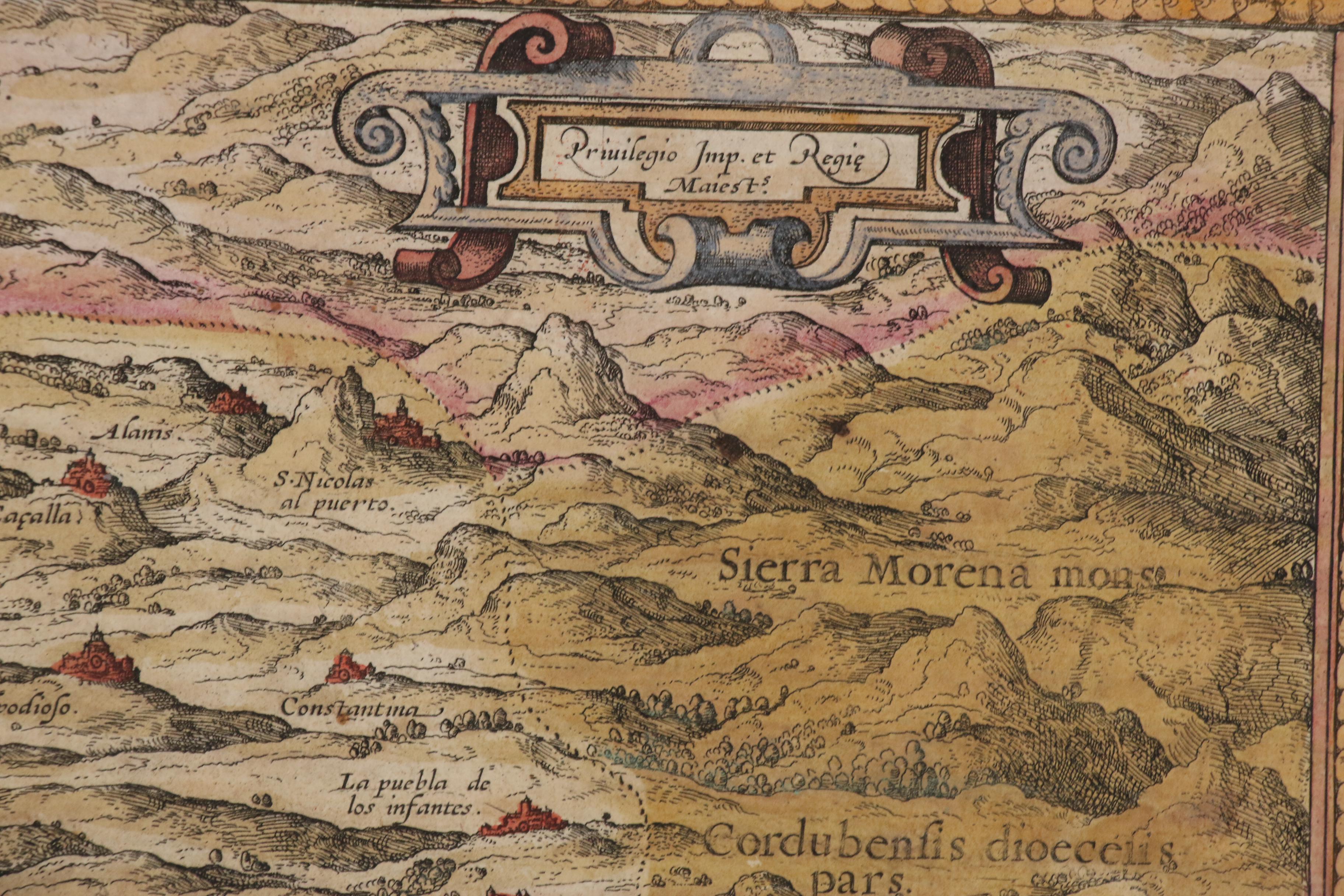 Ortelius Map of Andalusia from "Theatrum Orbis Terrarum", Late 16th Century