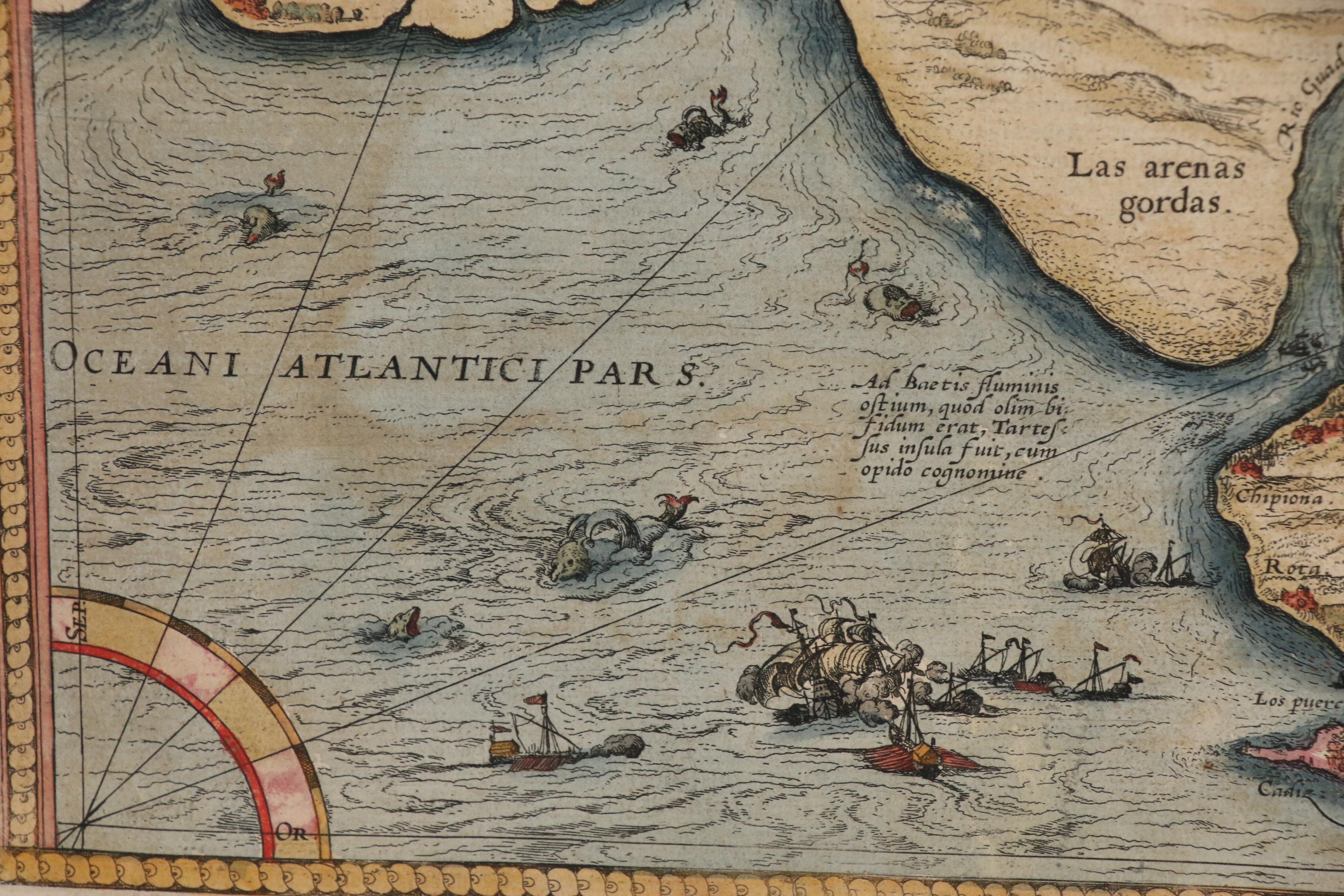 Ortelius Map of Andalusia from "Theatrum Orbis Terrarum", Late 16th Century