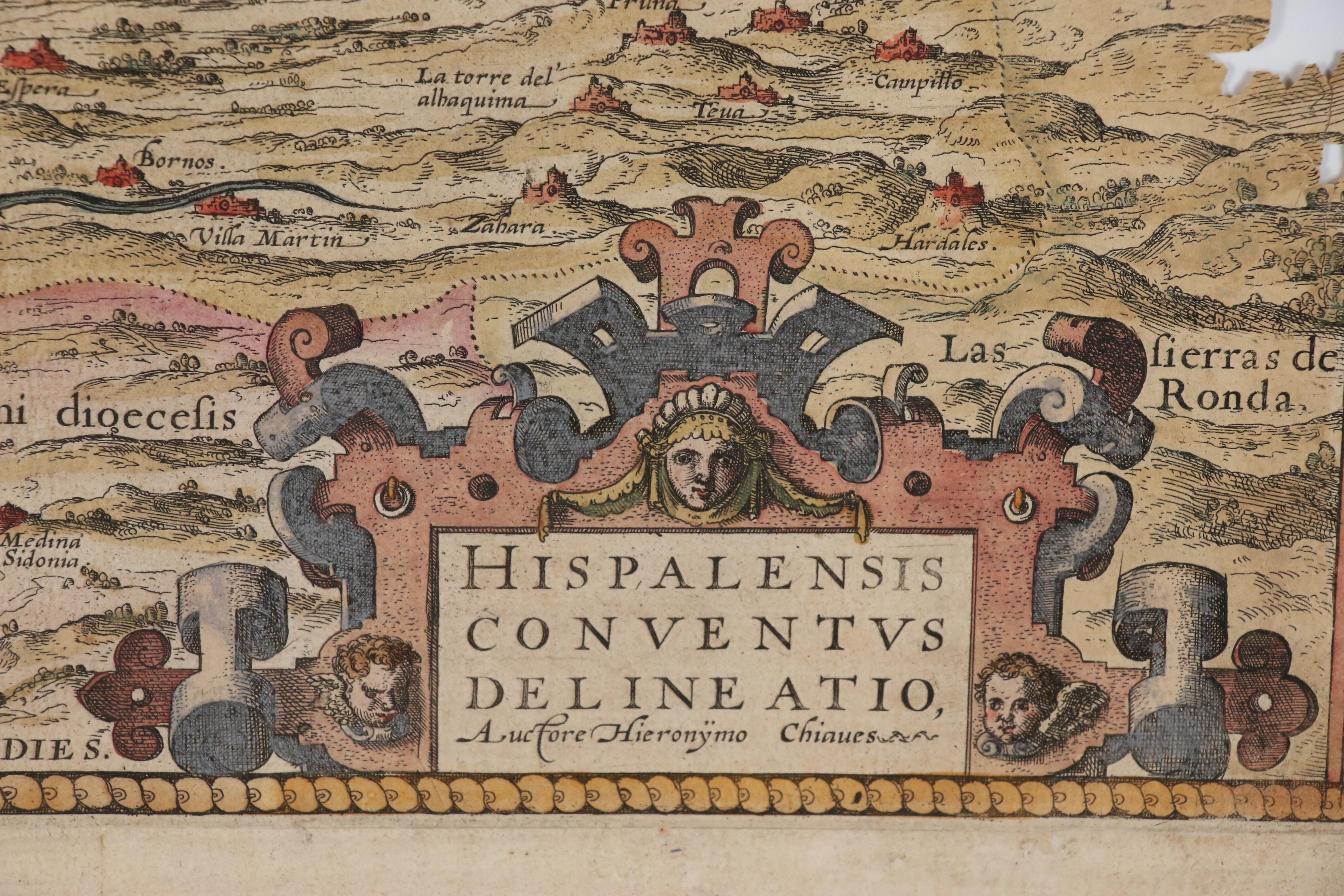 Ortelius Map of Andalusia from "Theatrum Orbis Terrarum", Late 16th Century