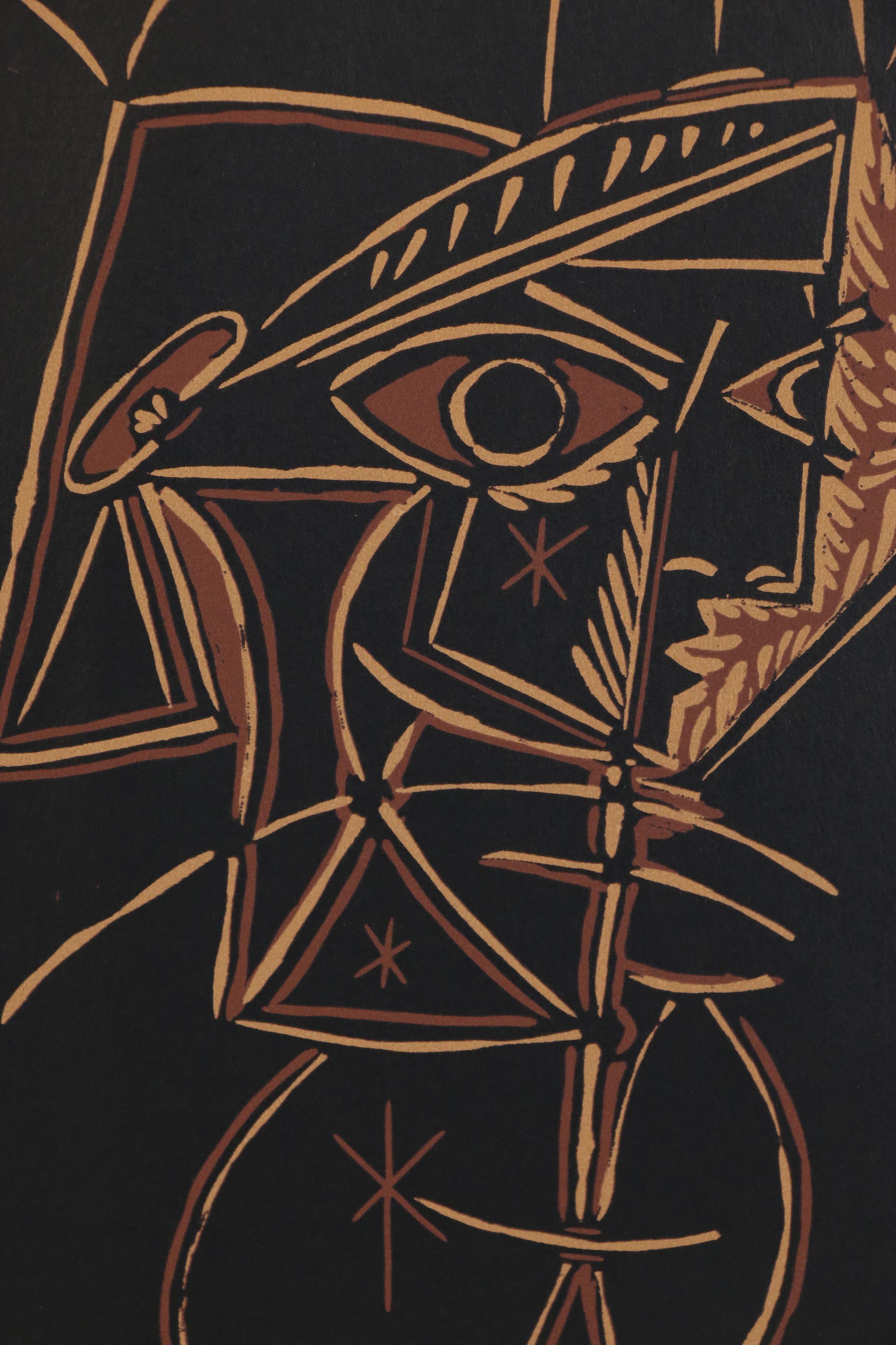 Pablo Picasso Linoleum Cut "Female Bust", 1962