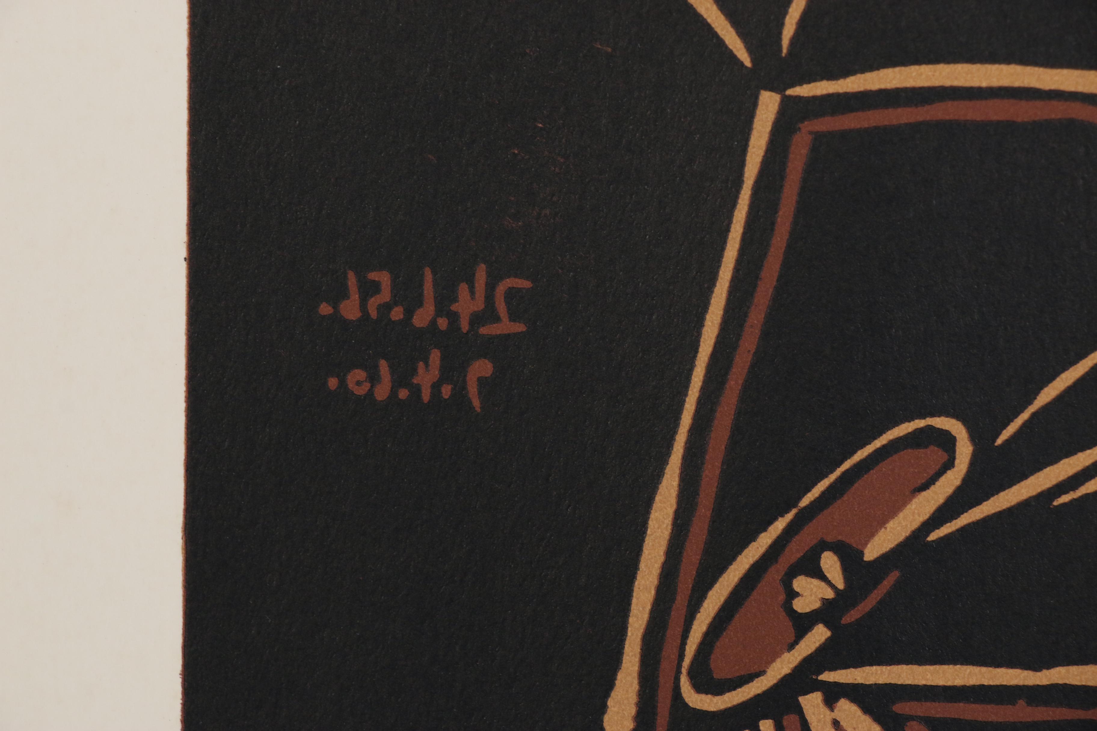 Pablo Picasso Linoleum Cut "Female Bust", 1962