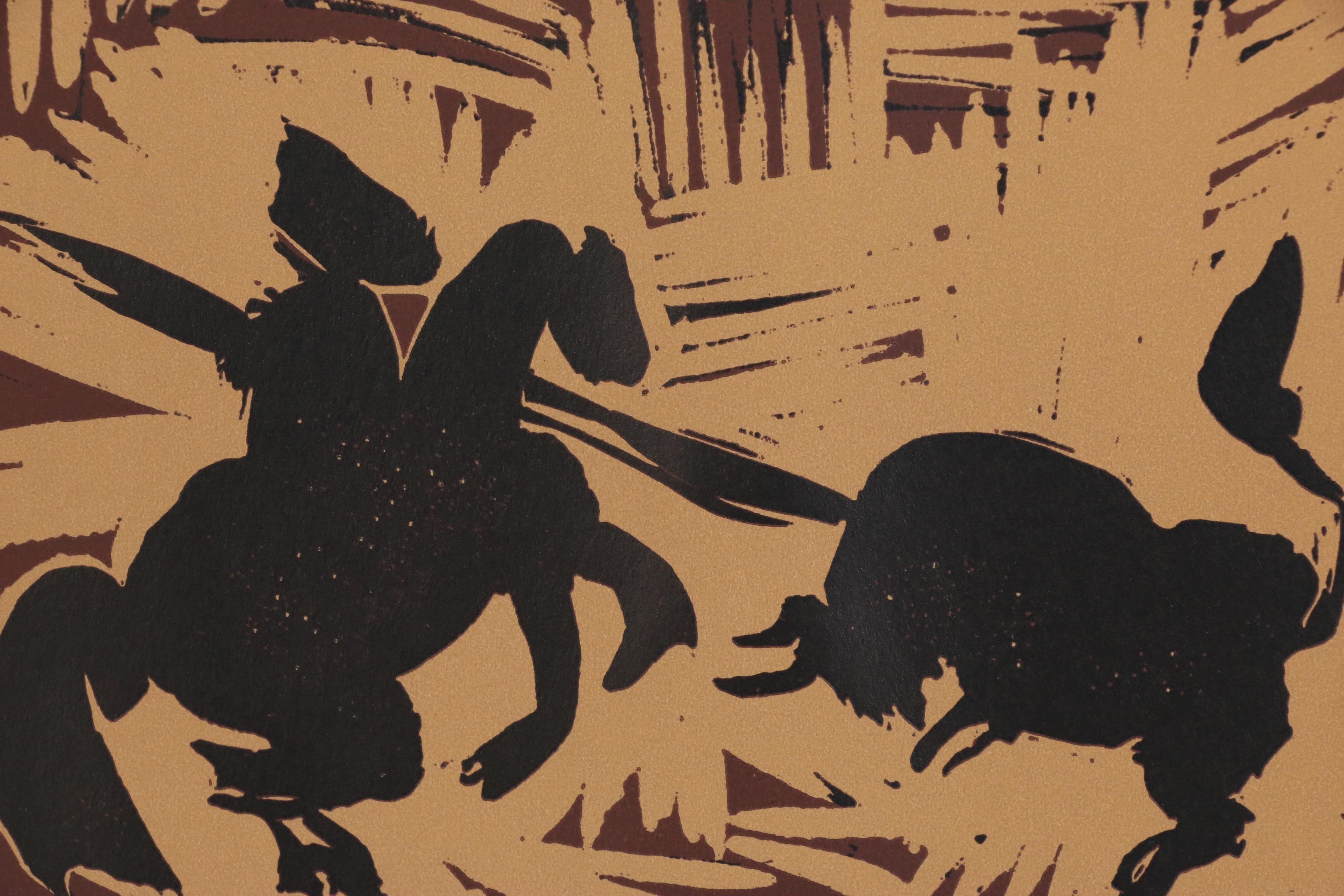 Pablo Picasso Linoleum Cut "The Goading of the Bull", 1962