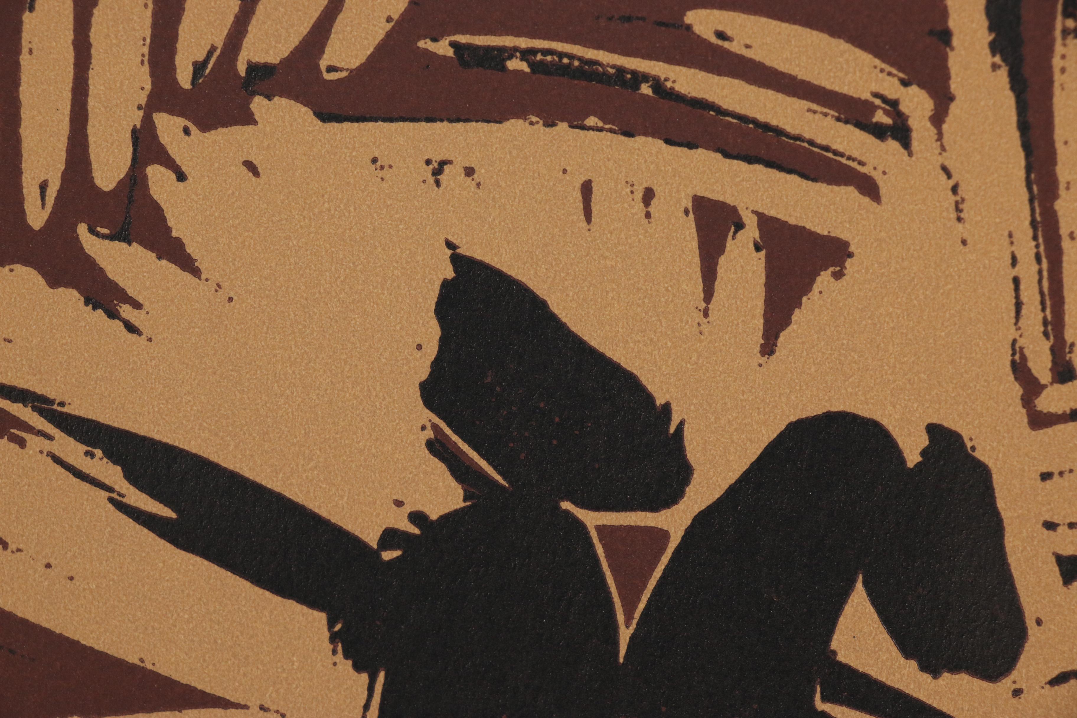 Pablo Picasso Linoleum Cut "The Goading of the Bull", 1962