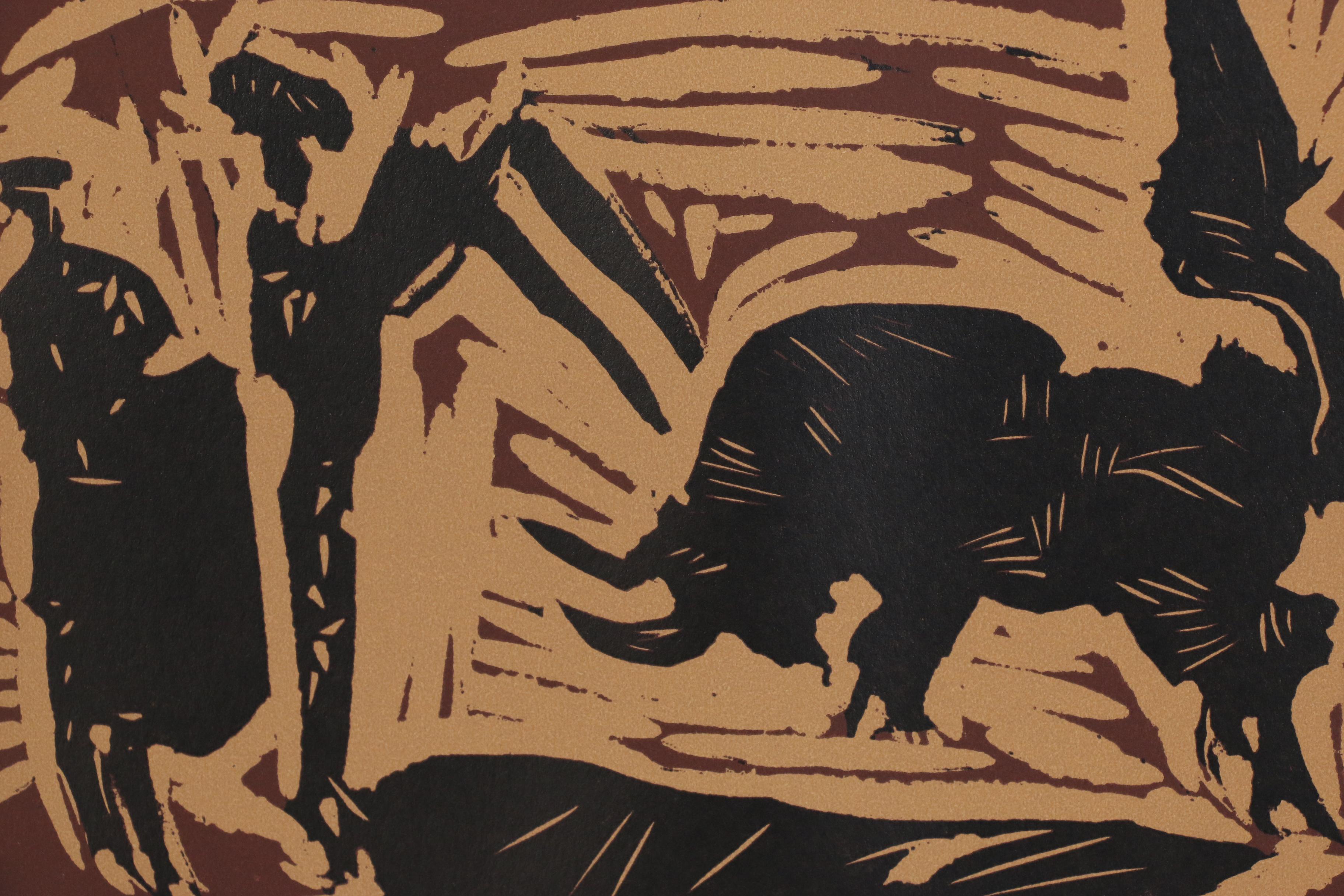 Pablo Picasso Linoleum Cut "The Banderillas", 1962