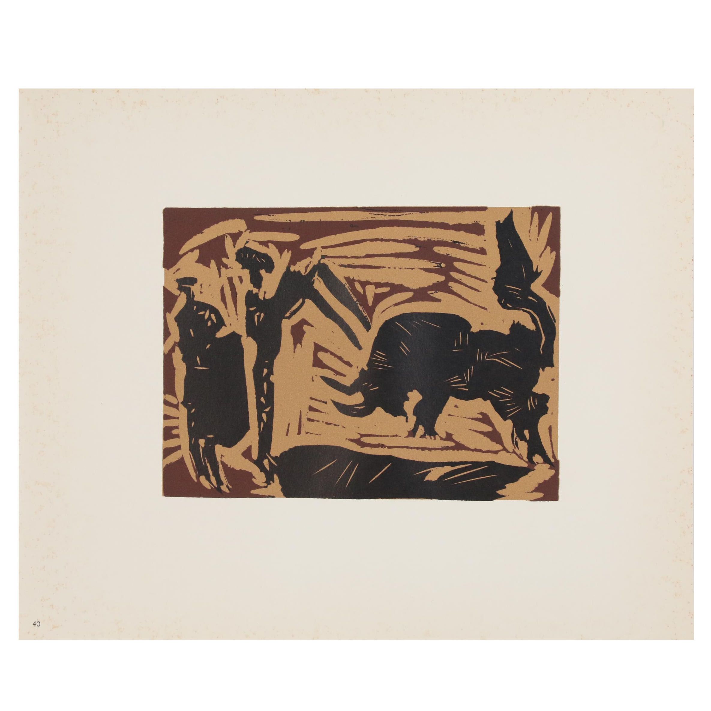 Pablo Picasso Linoleum Cut "The Banderillas", 1962