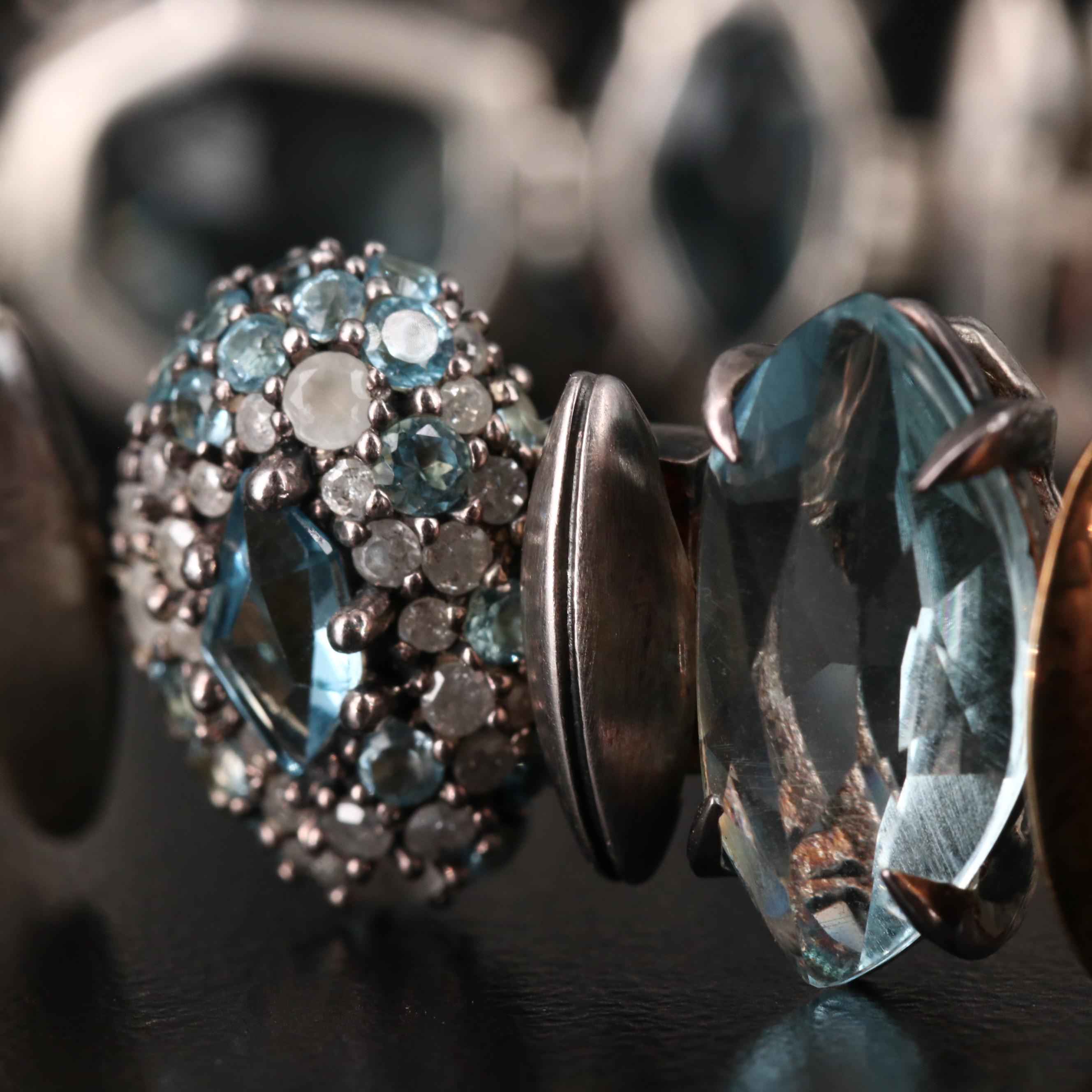 Alexis Bittar Sterling Bracelet with Diamonds, Quartz and Topaz