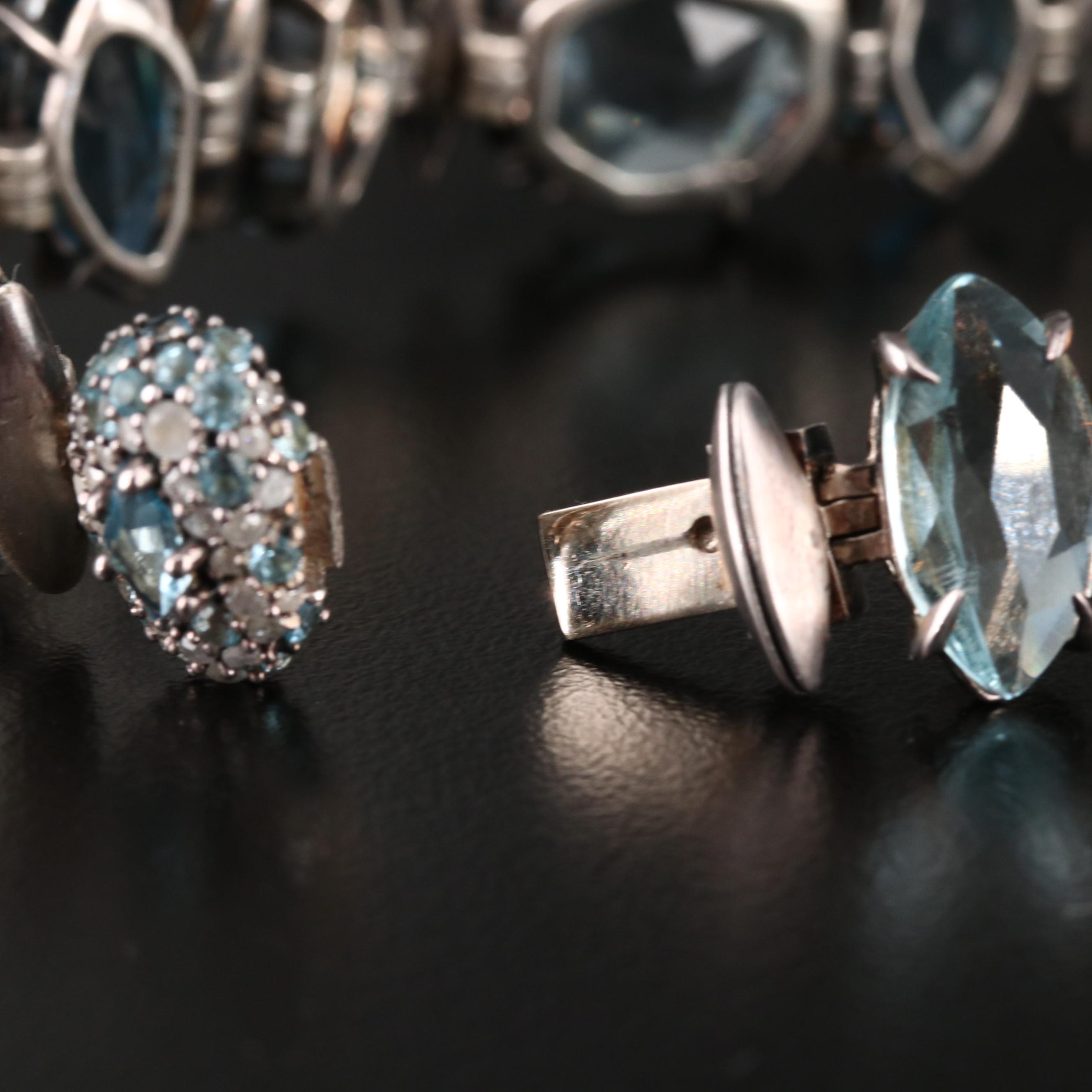 Alexis Bittar Sterling Bracelet with Diamonds, Quartz and Topaz