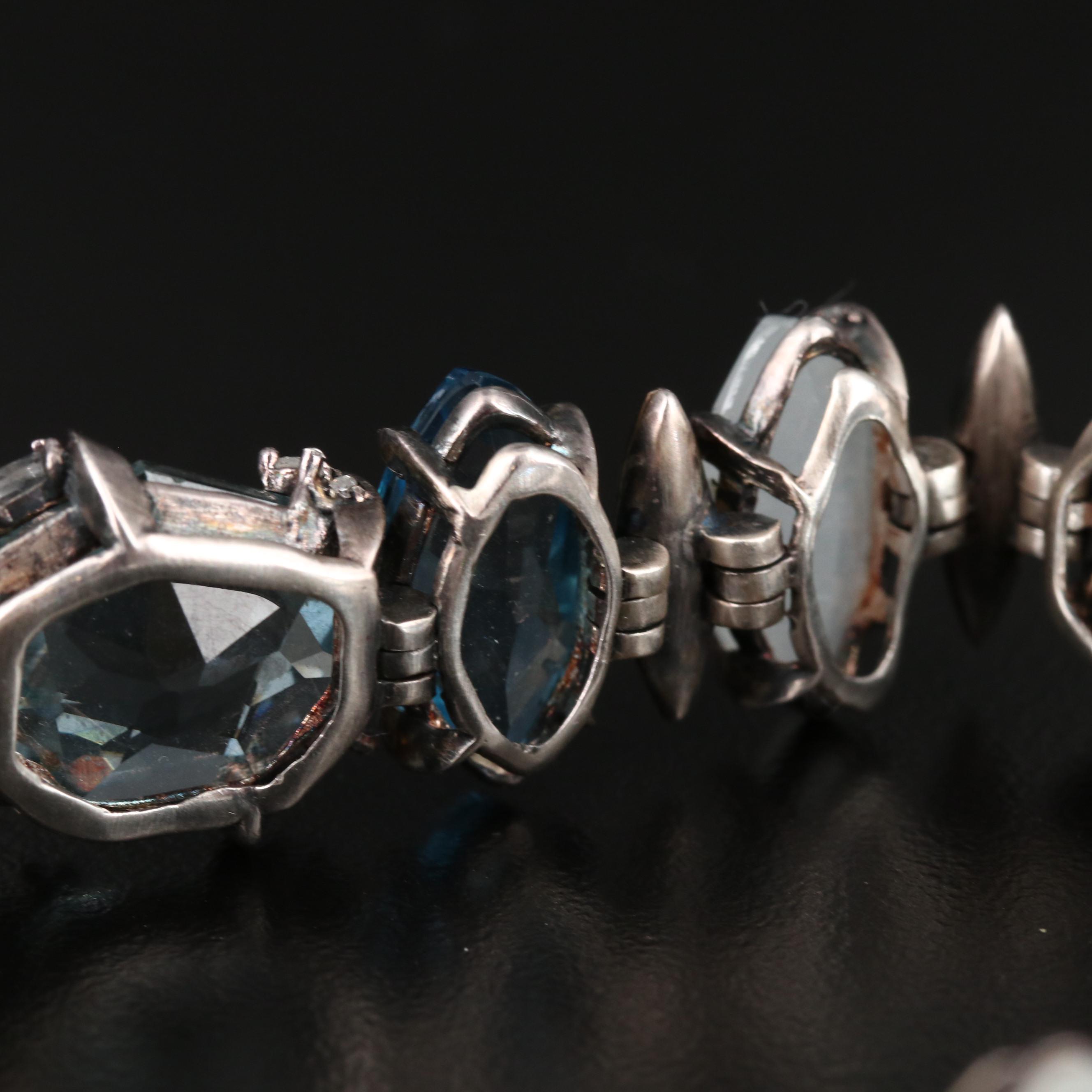 Alexis Bittar Sterling Bracelet with Diamonds, Quartz and Topaz