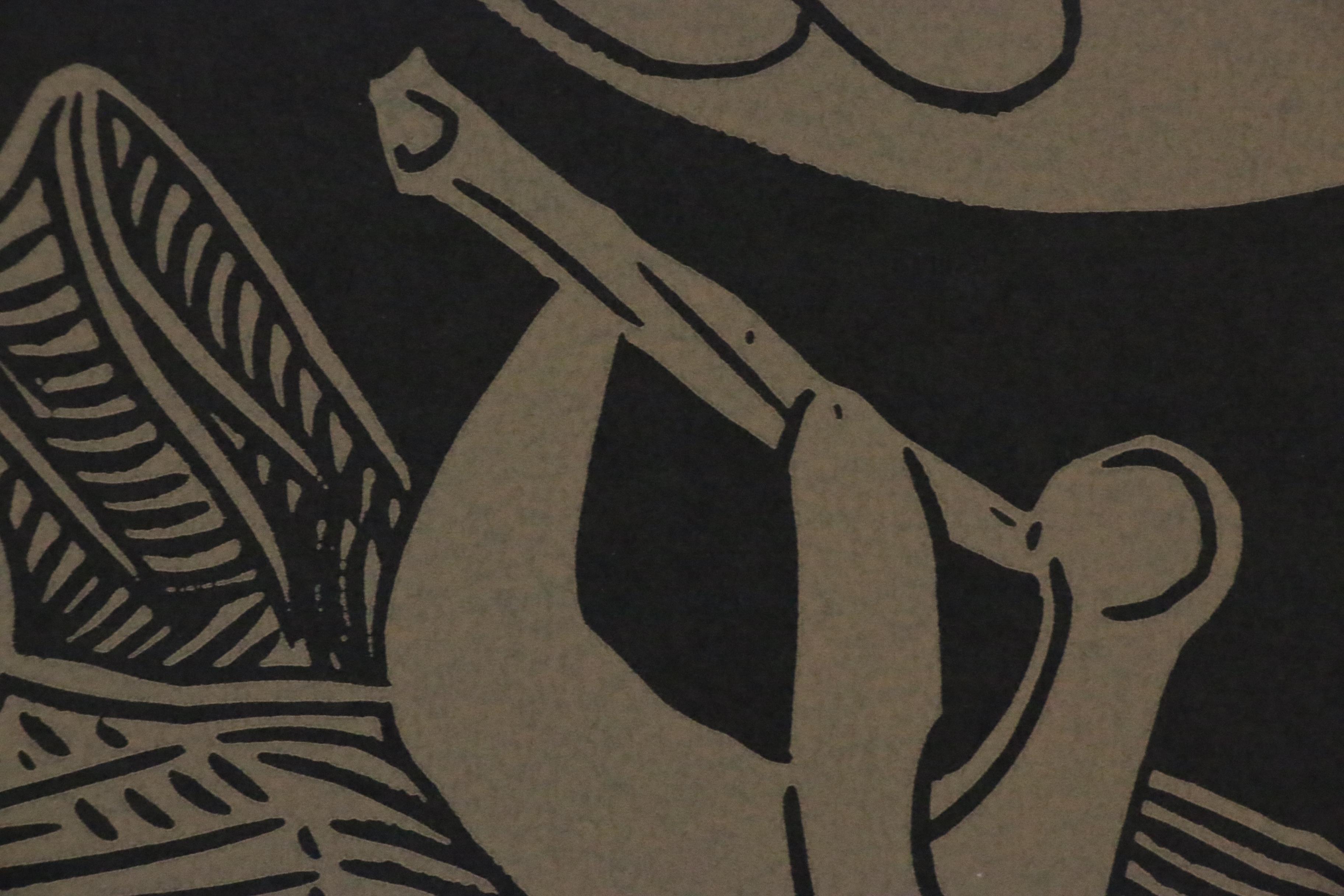 Pablo Picasso Linoleum Cut "Dancing Satyrs and Flute Player", 1962