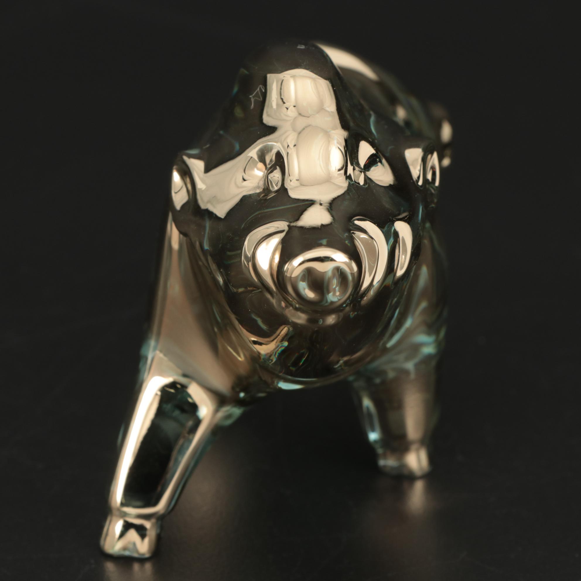 Baccarat Golden "Zodiac Boar" Crystal Figurine with Original Box, 2019