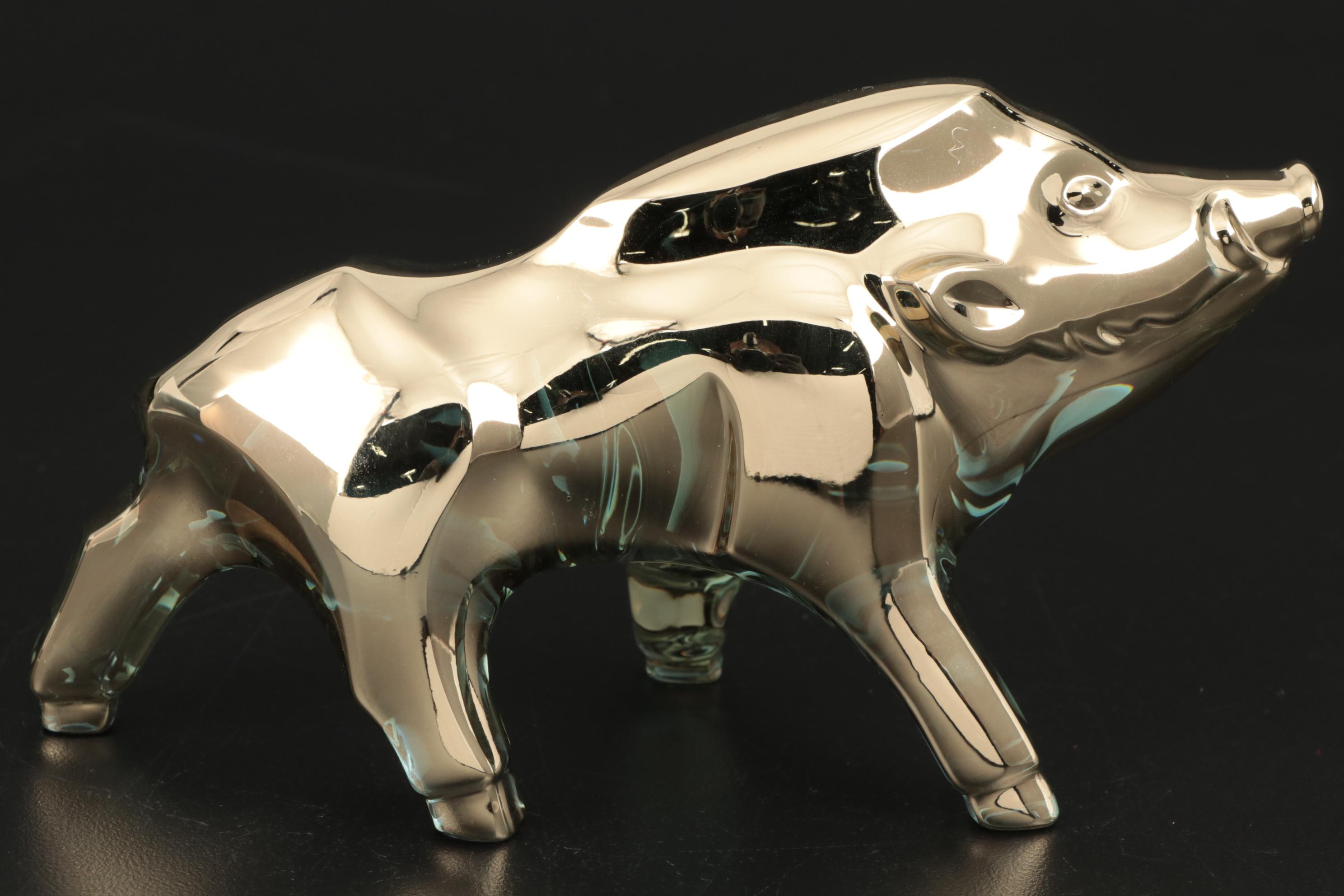 Baccarat Golden "Zodiac Boar" Crystal Figurine with Original Box, 2019