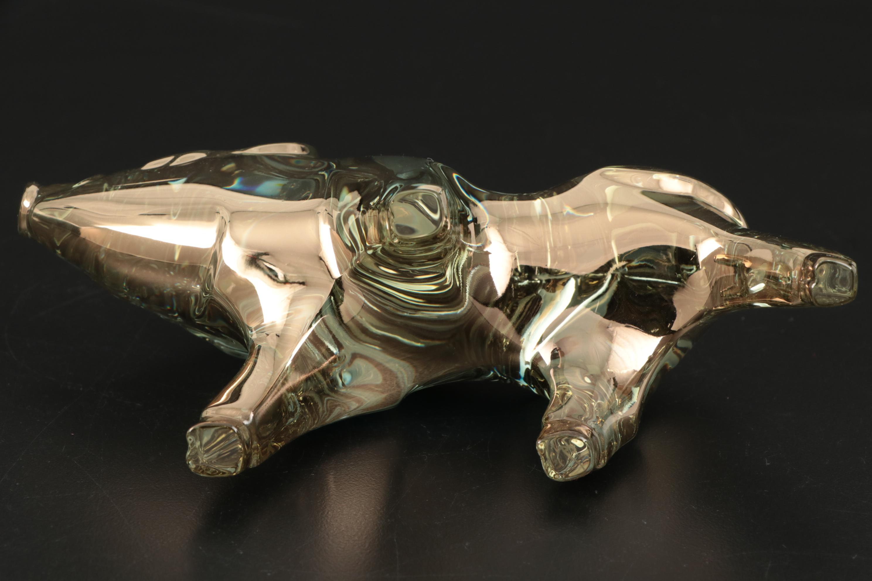 Baccarat Golden "Zodiac Boar" Crystal Figurine with Original Box, 2019