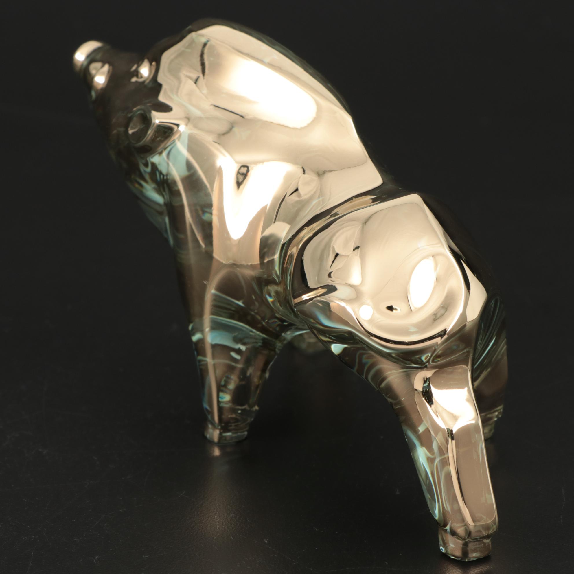 Baccarat Golden "Zodiac Boar" Crystal Figurine with Original Box, 2019