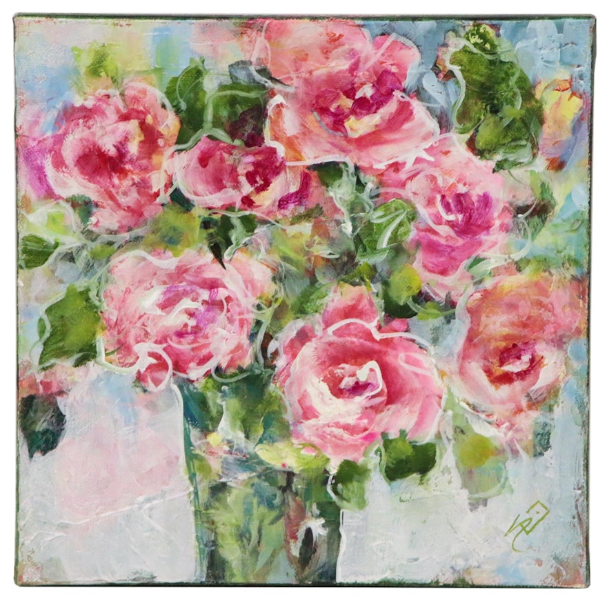 Sue Dion Floral Acrylic Painting