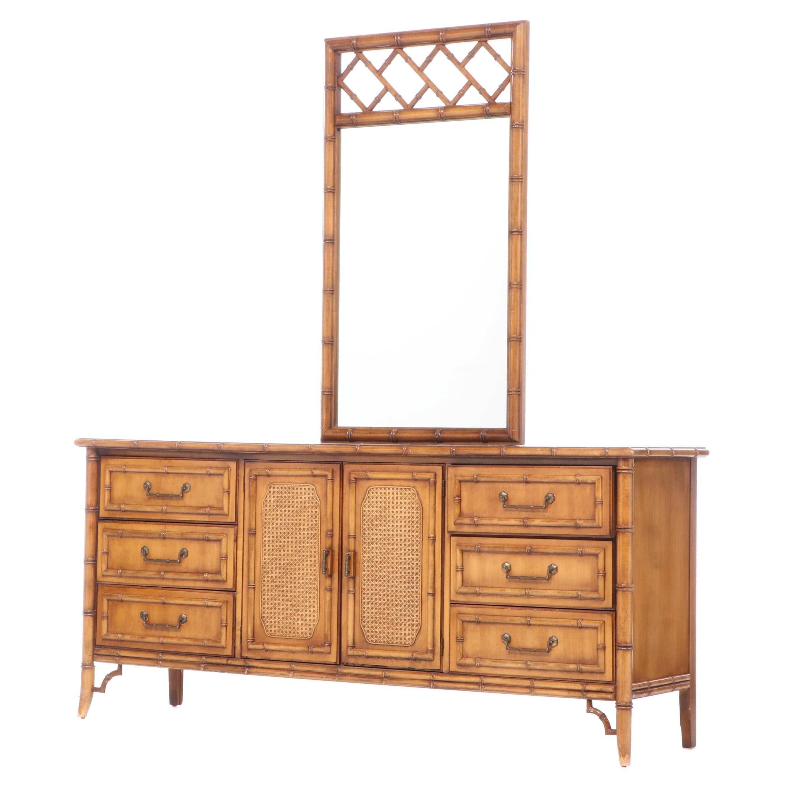 Dixie "Tahiti Collection" Faux Bamboo Dresser and Mirror