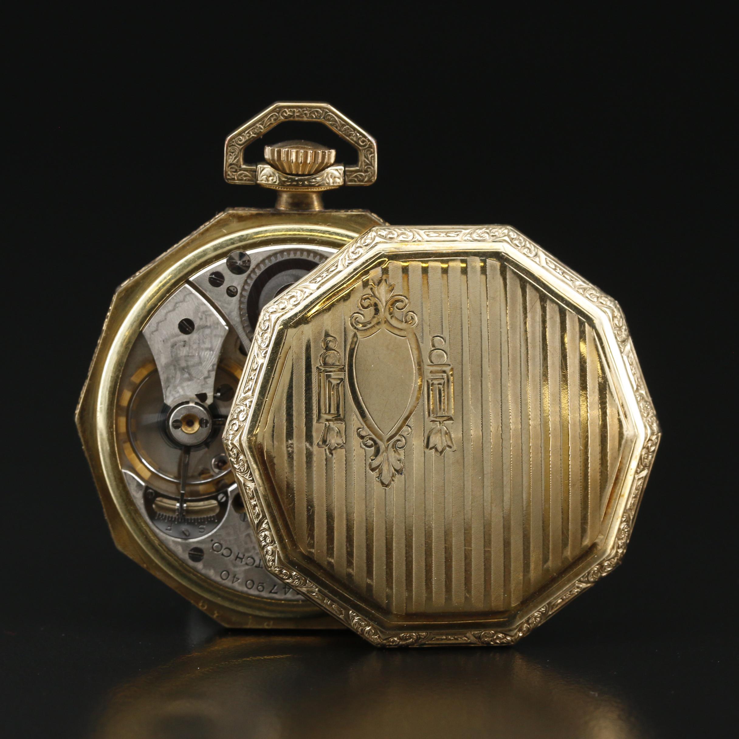 1923 Elgin Gold Filled Decagon Open Face Pocket Watch