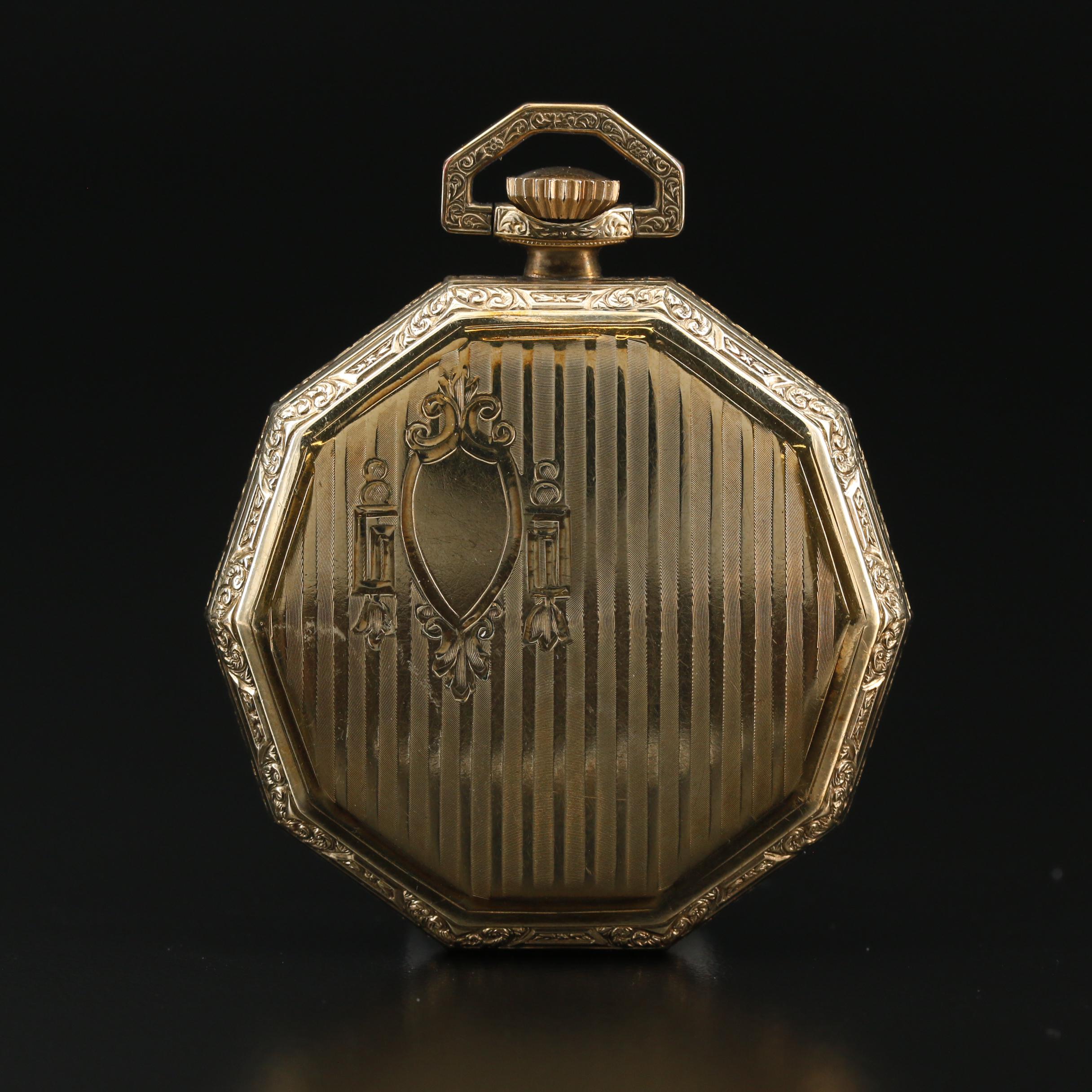 1923 Elgin Gold Filled Decagon Open Face Pocket Watch
