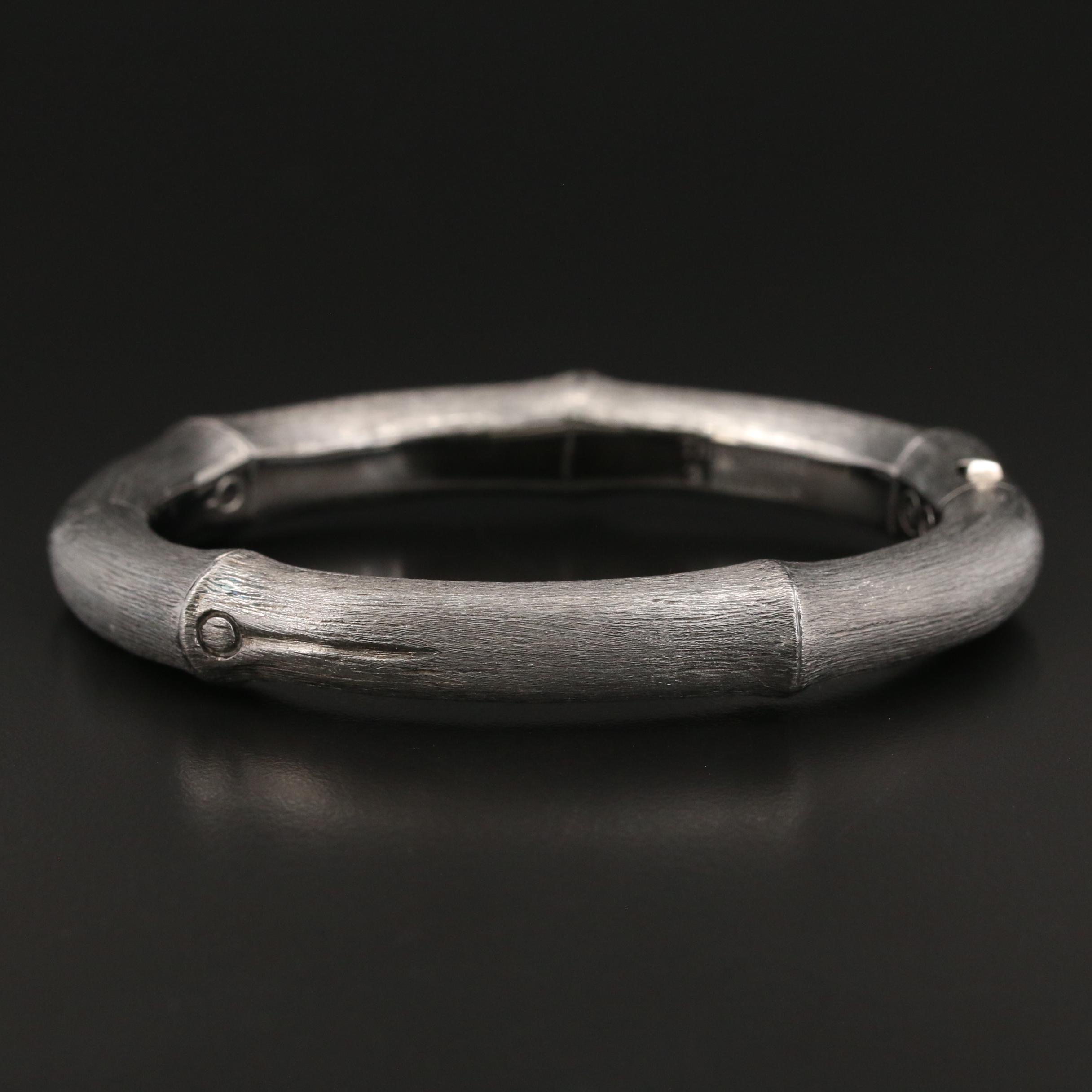 John Hardy "Bamboo" Sterling Silver Hinged Bangle with Matte Finish